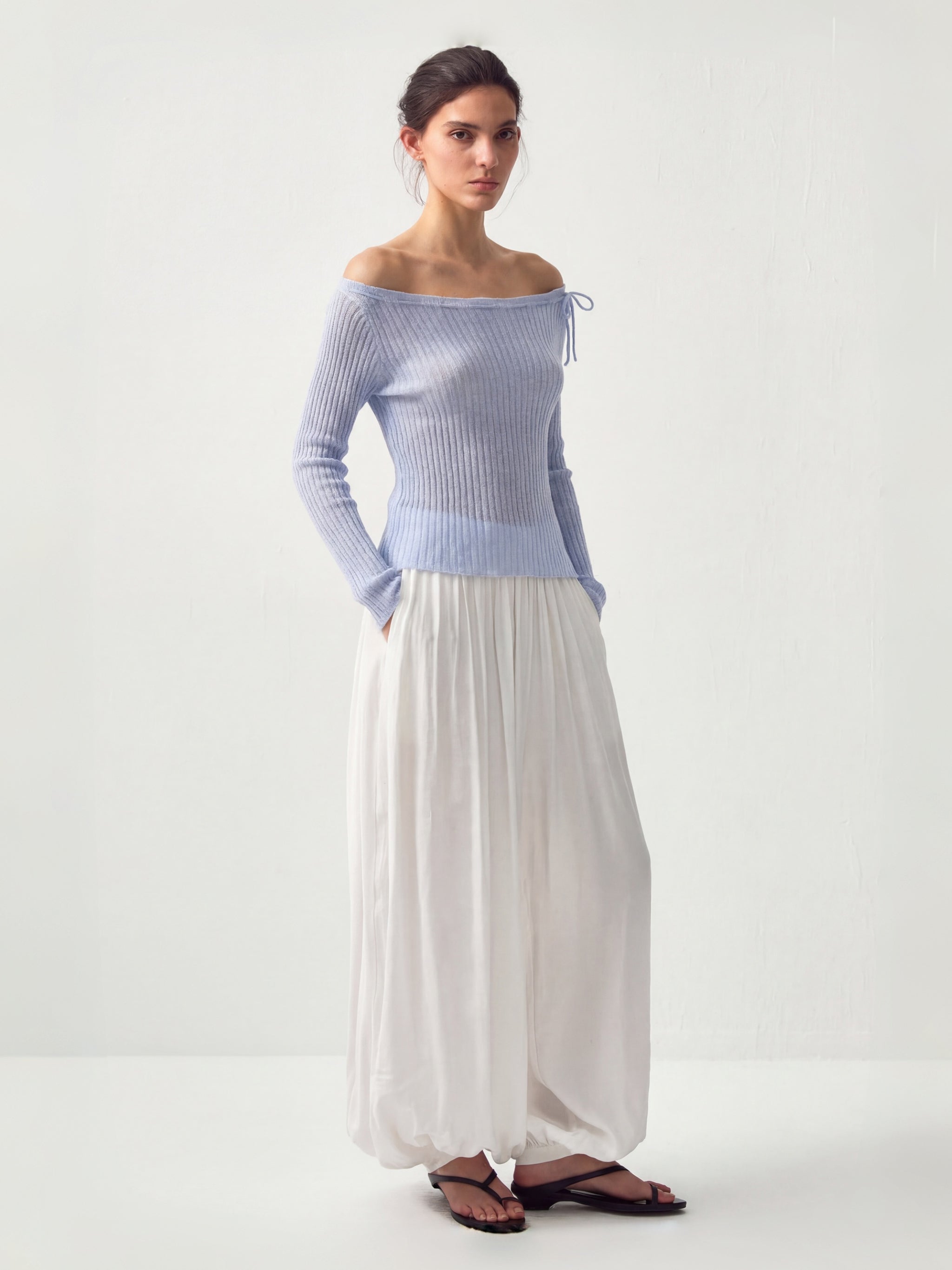 CUBIC Drawstring Rib Knit Top-6