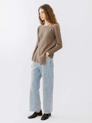 Crossover Ribbed Knit Jumper