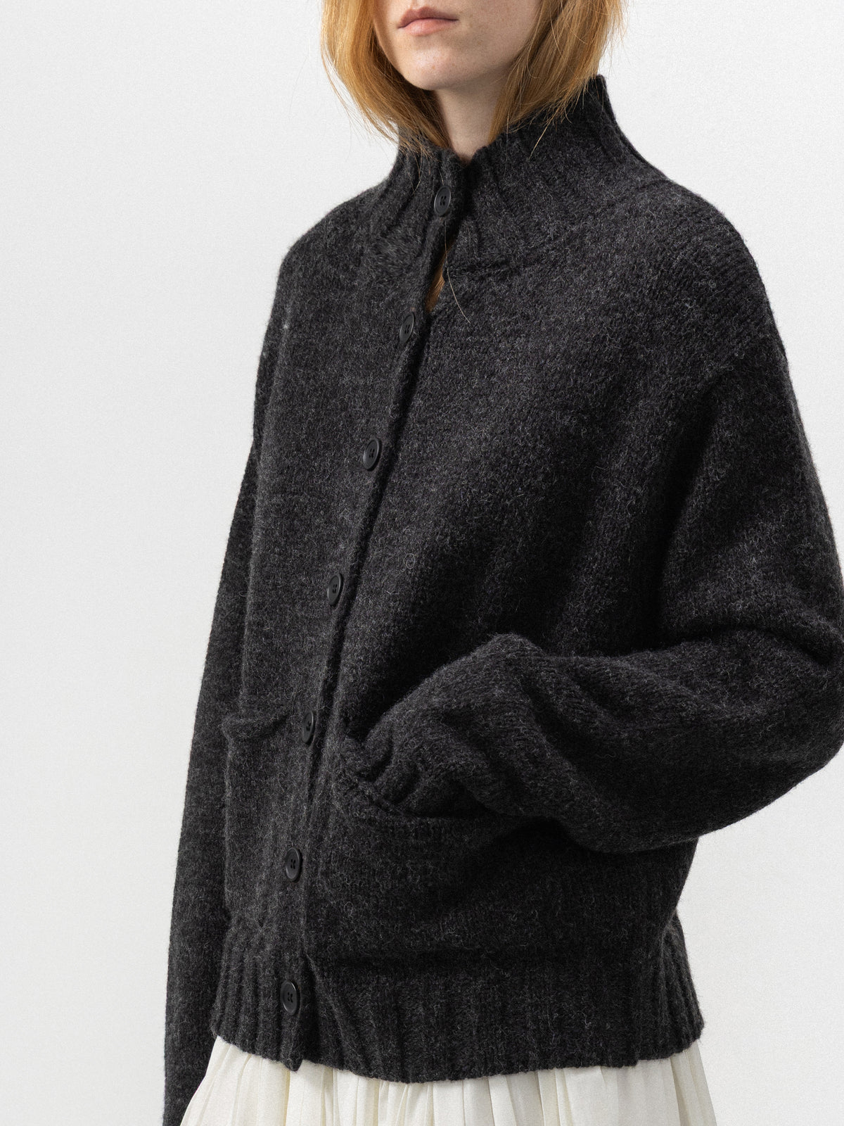CUBIC High-Neck Chunky Knit Cardigan-4