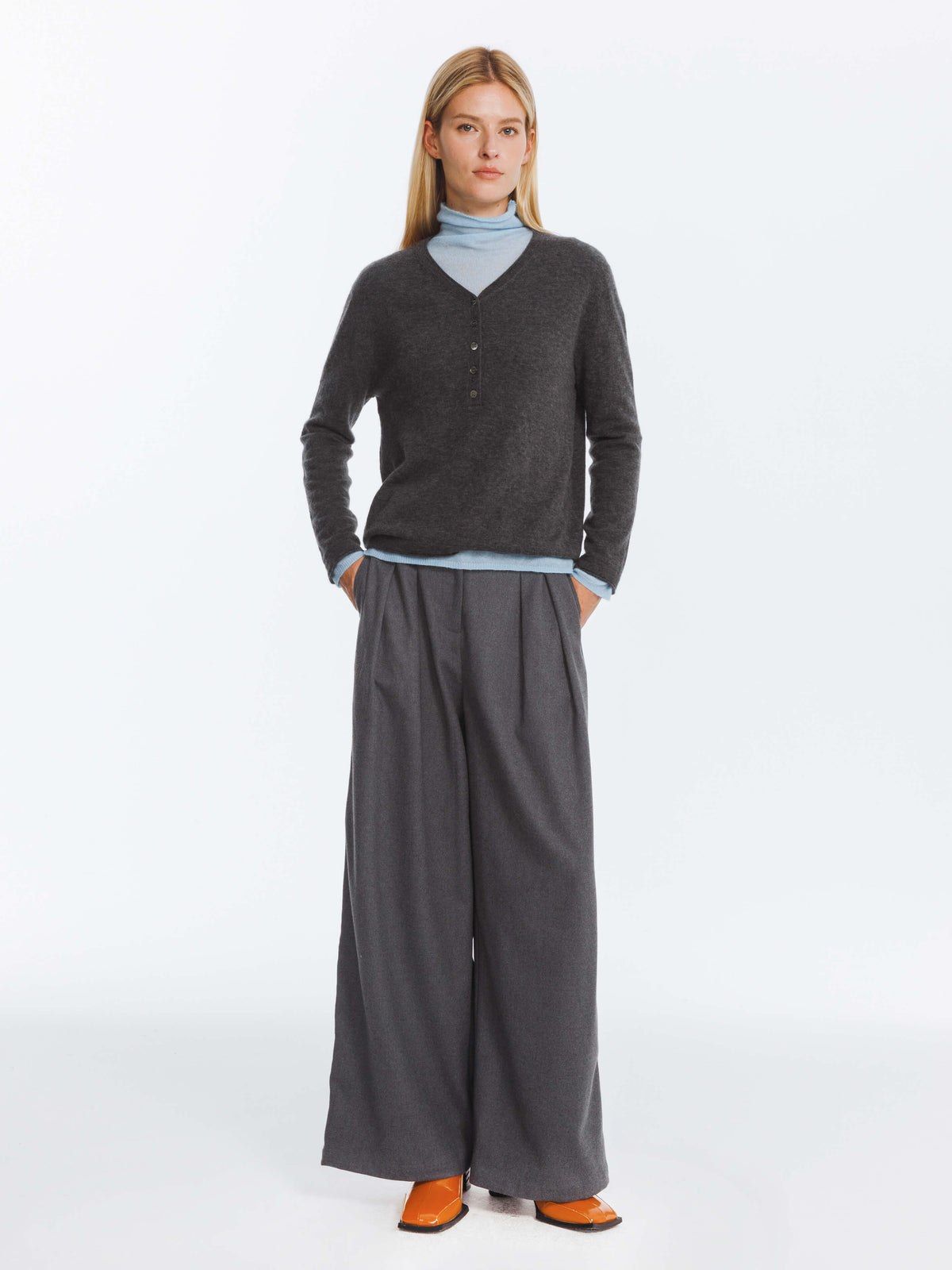 Wide Leg Double Pleated Trousers-4