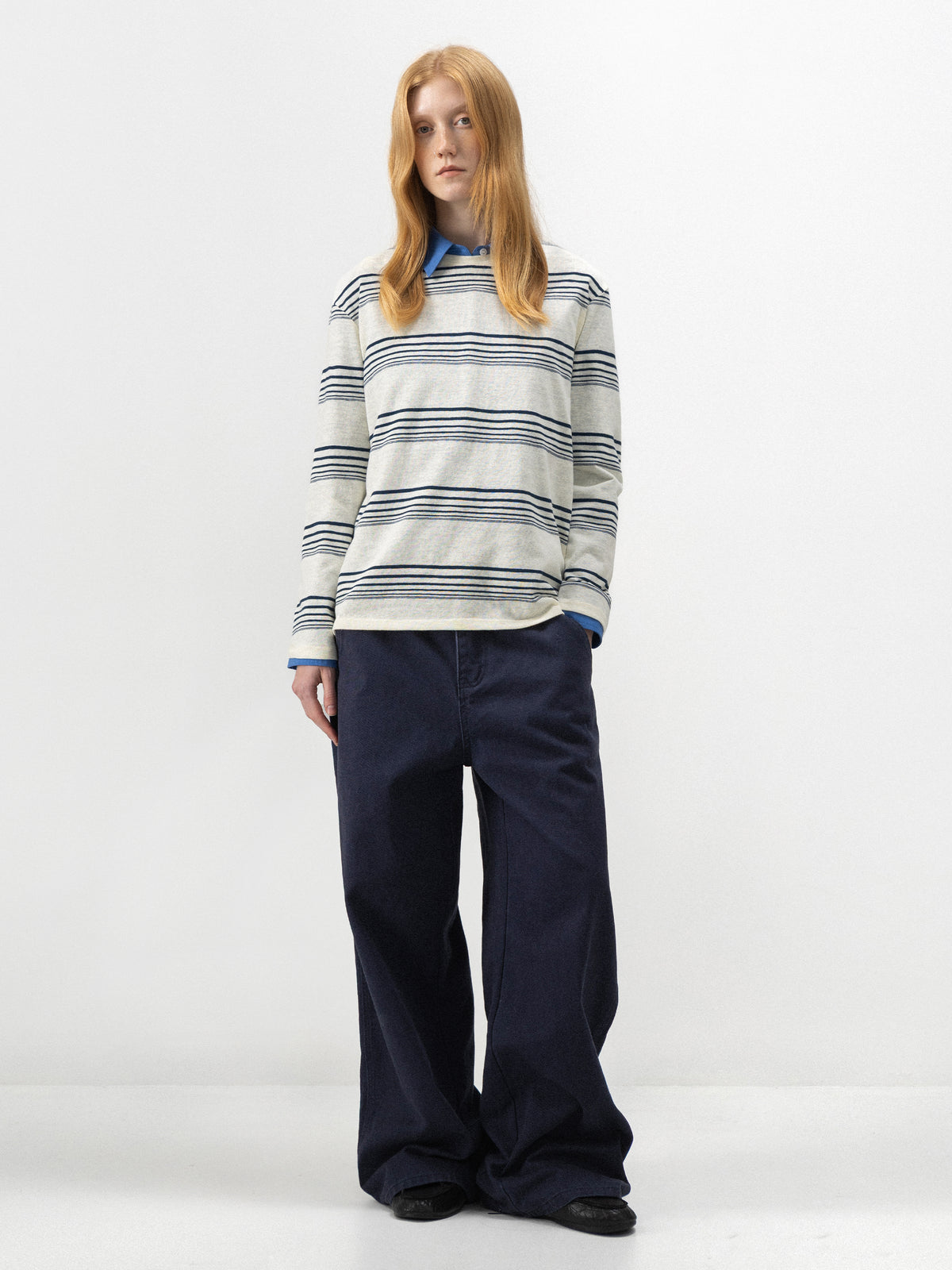 Washed Cotton Wide Leg Jeans-4