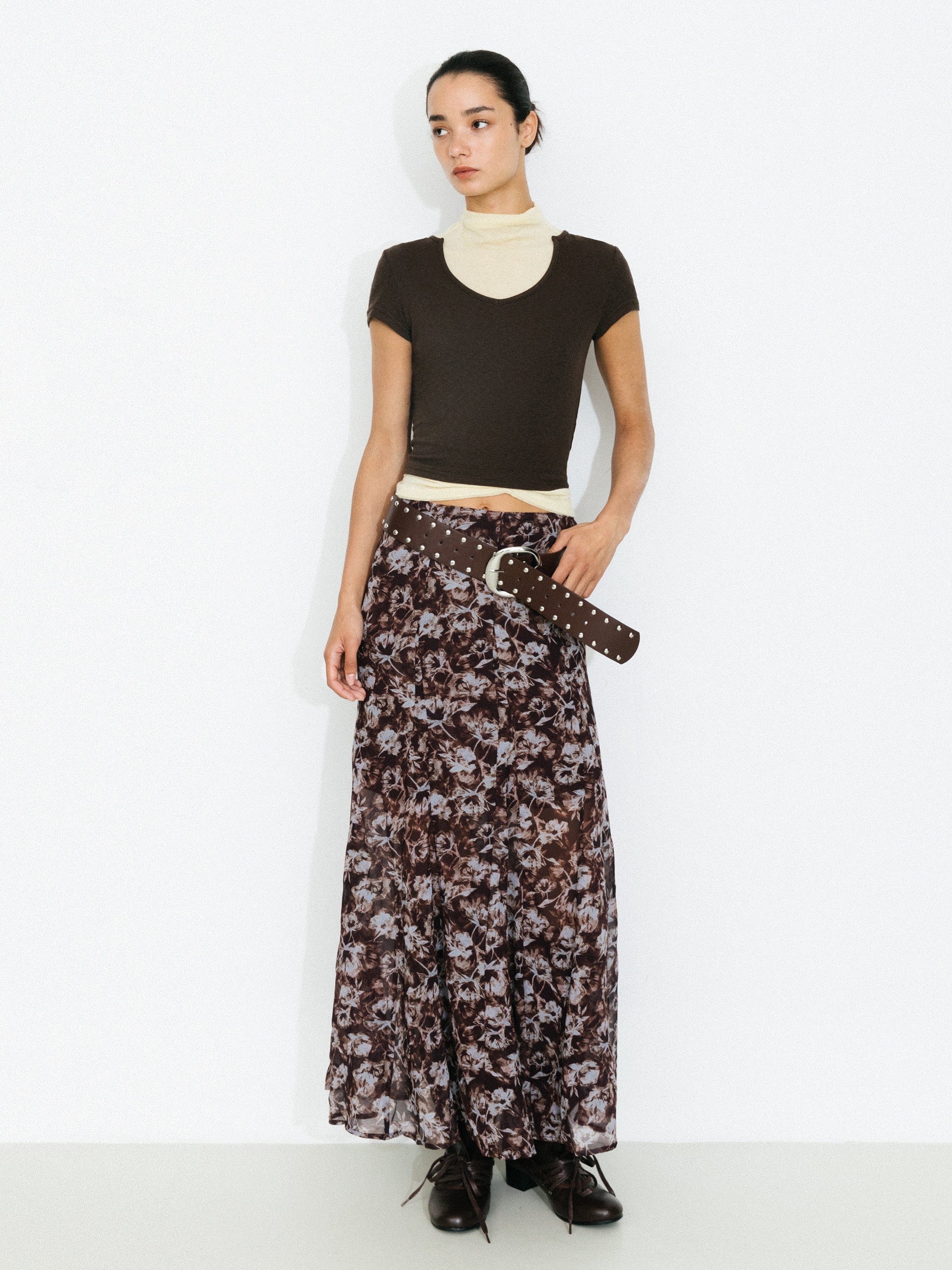 Floral A-Line Maxi Skirt-4