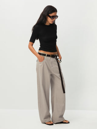 100% Cotton Draped Oversized Wide-Leg Casual Pants