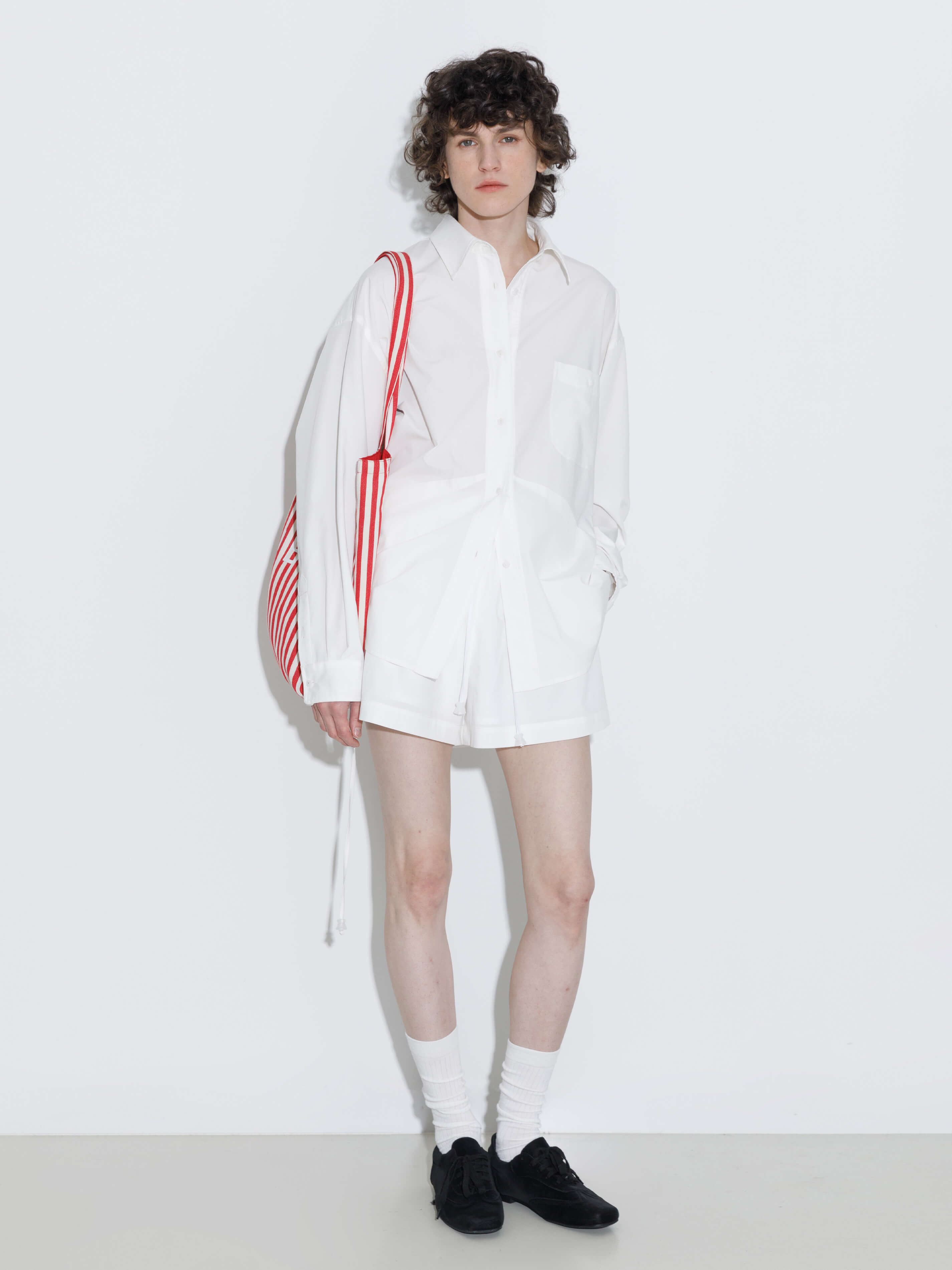 Drop Shoulder Oversized Shirt with Waist Tie-5