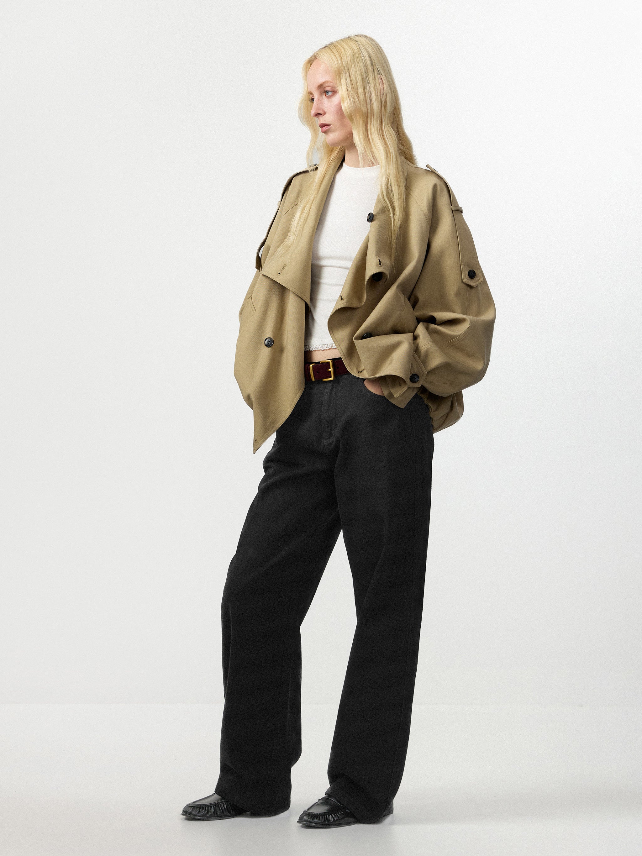 CUBIC Draped Collar Wrap Oversized Coat-4