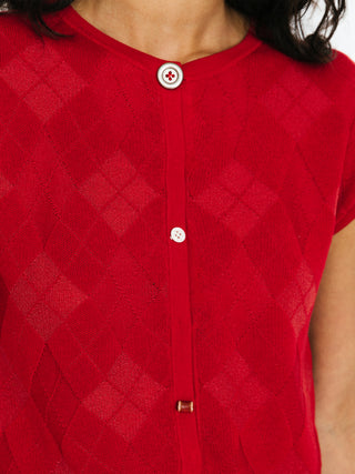 Cropped Knit Short-Sleeve Cardigan