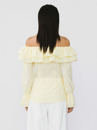 Frills Volume Off Neckline Shirt