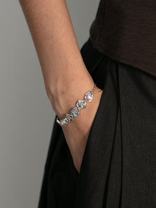 Textured Gemstone Chain Bracelet