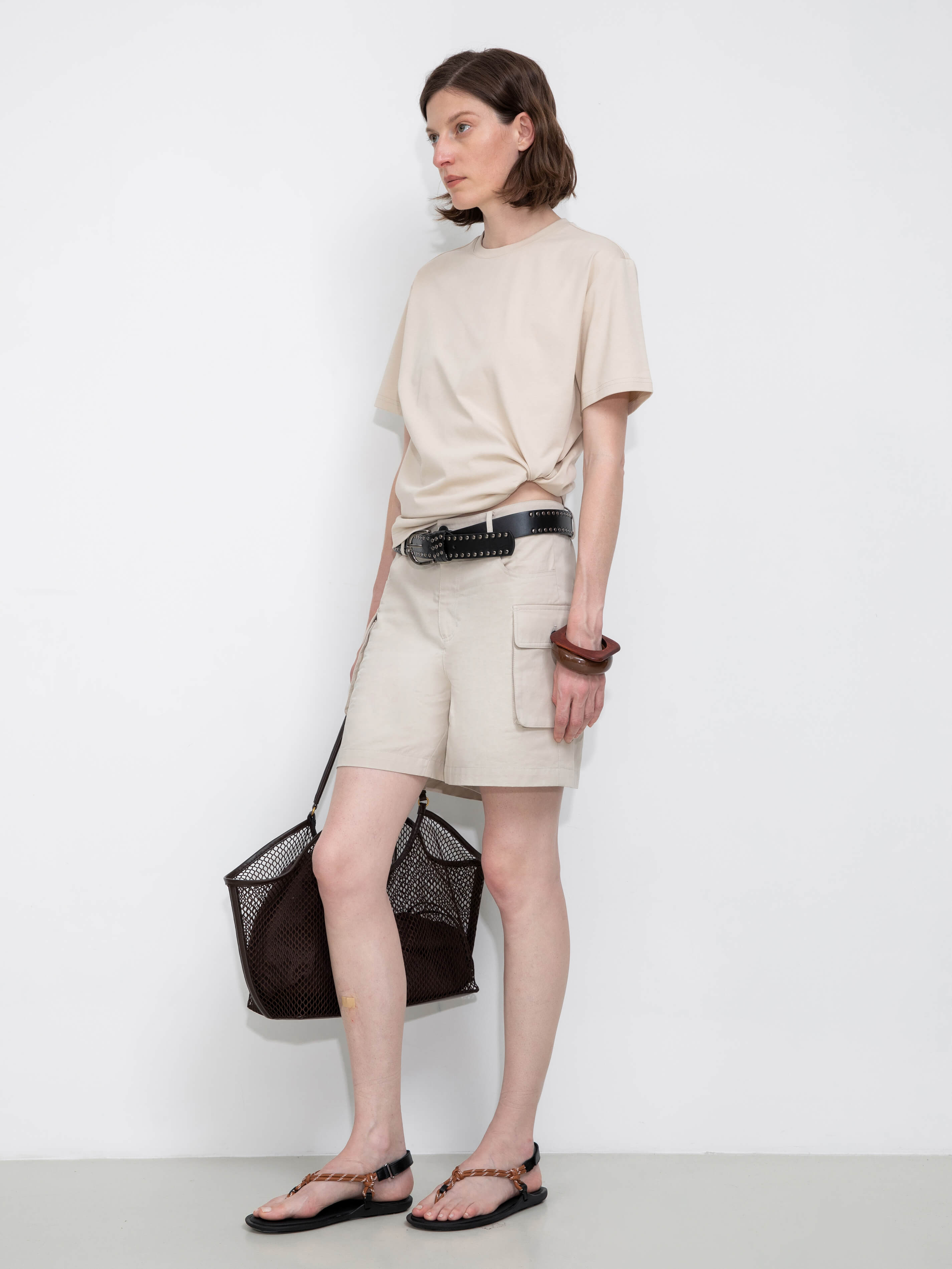C by CUBIC Oversized Crew Neck Solid T-Shirt-5