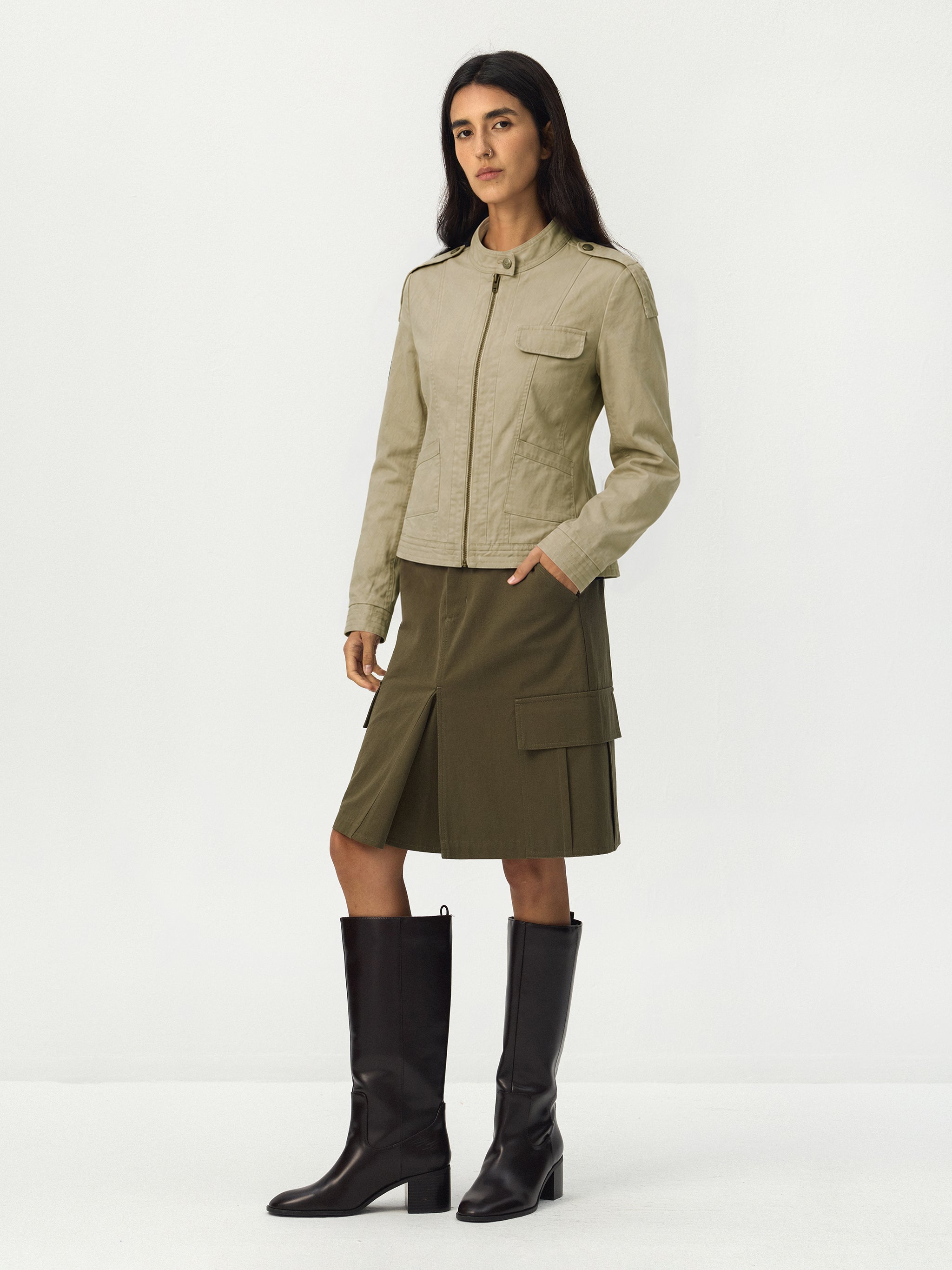 CUBIC Washed Cotton Moto Jacket-4