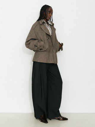 Double-Breasted Wool Blend Coat