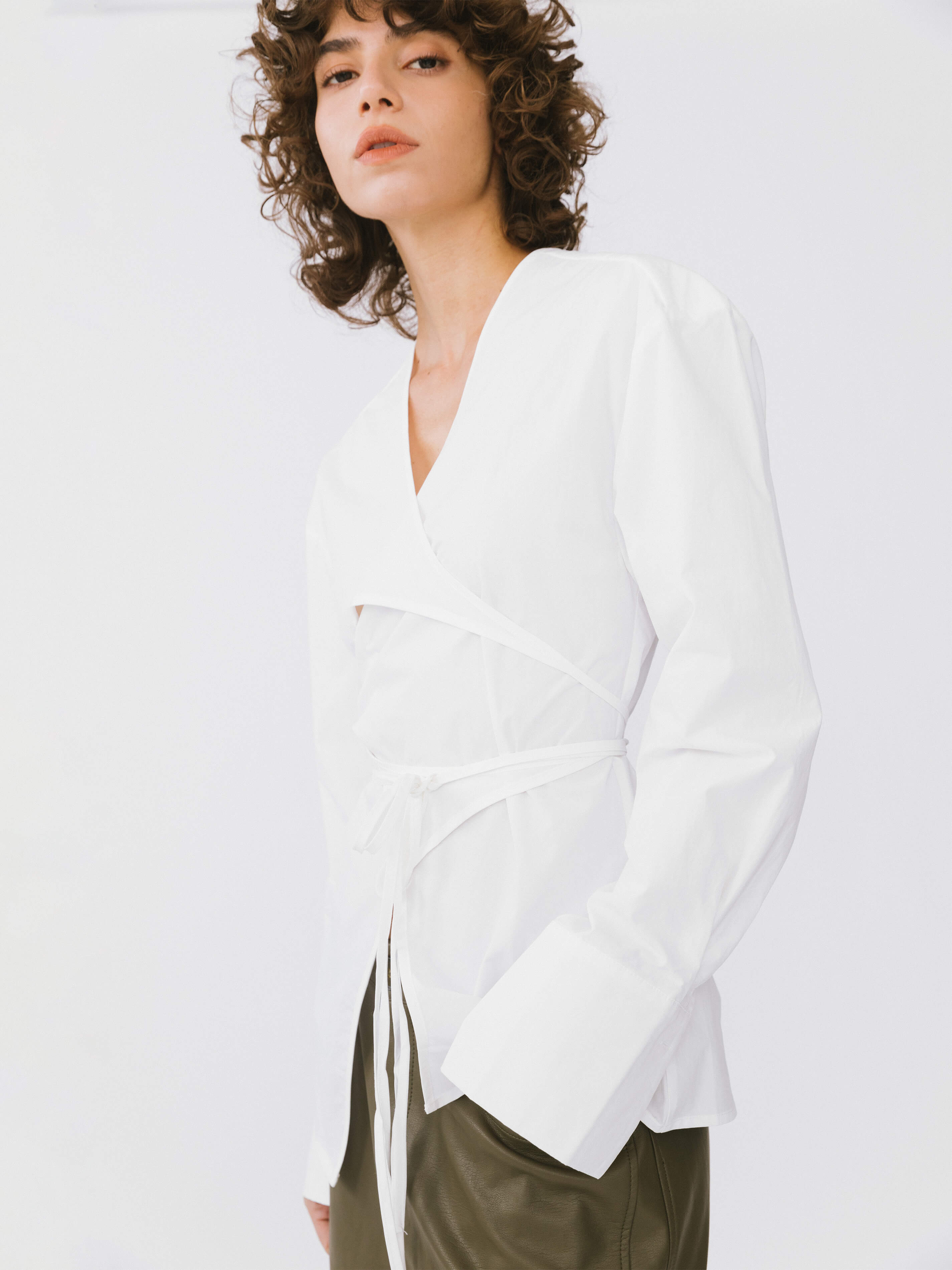 V-Neck Criss-Crossed Layered Blouse-4
