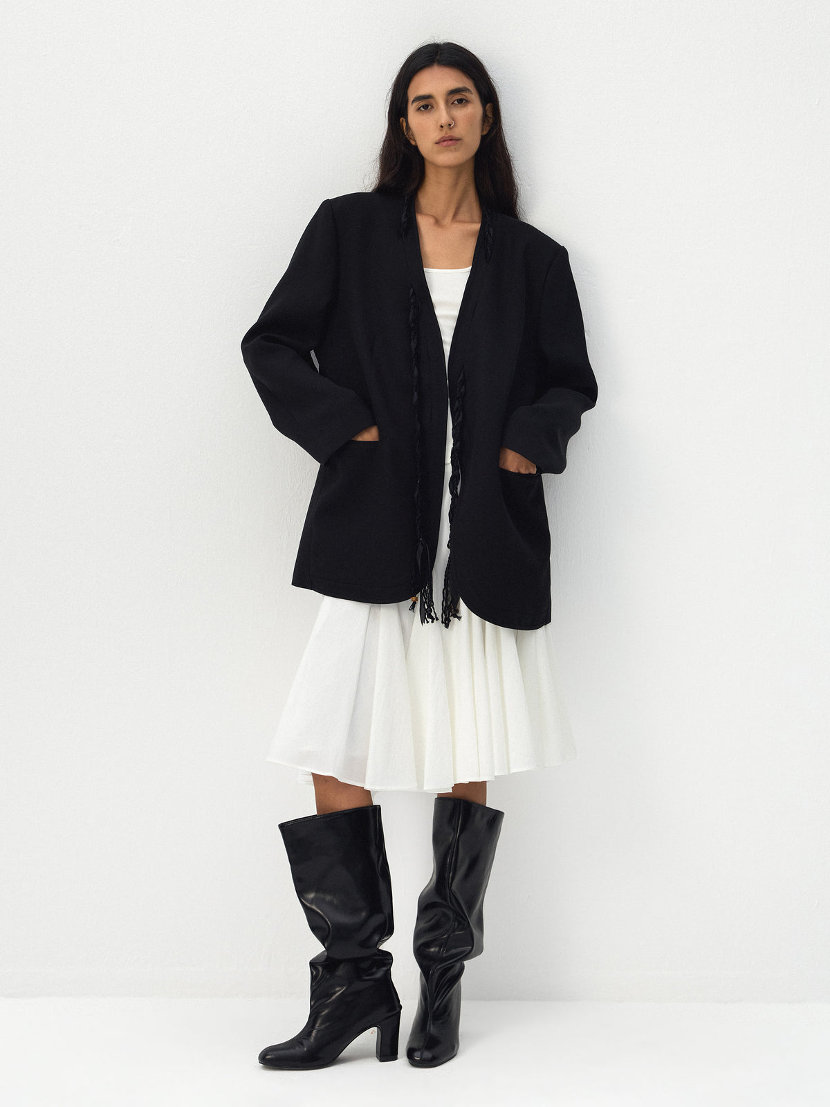 CUBIC Braided Tassel Oversized Blazer-4