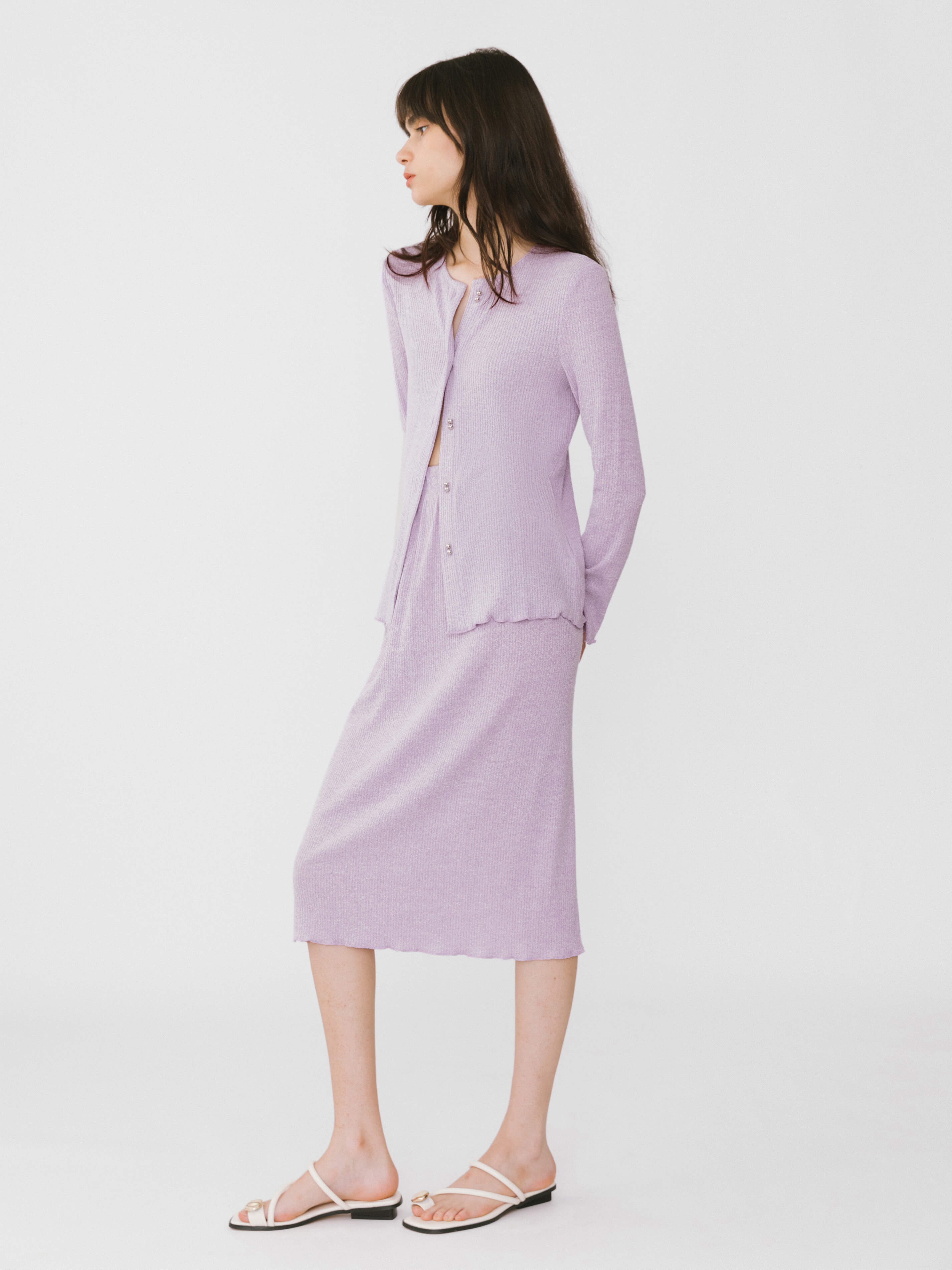 A-line Ribbed Knit Midi Skirt-5