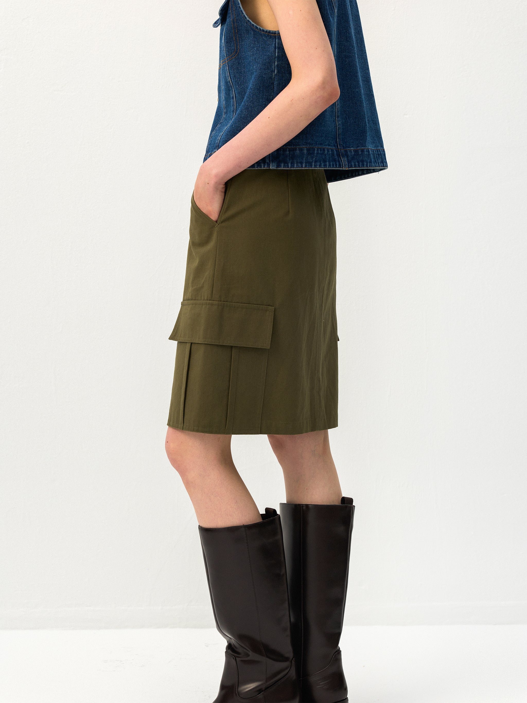 CUBIC Cargo Pleated Skirt-4