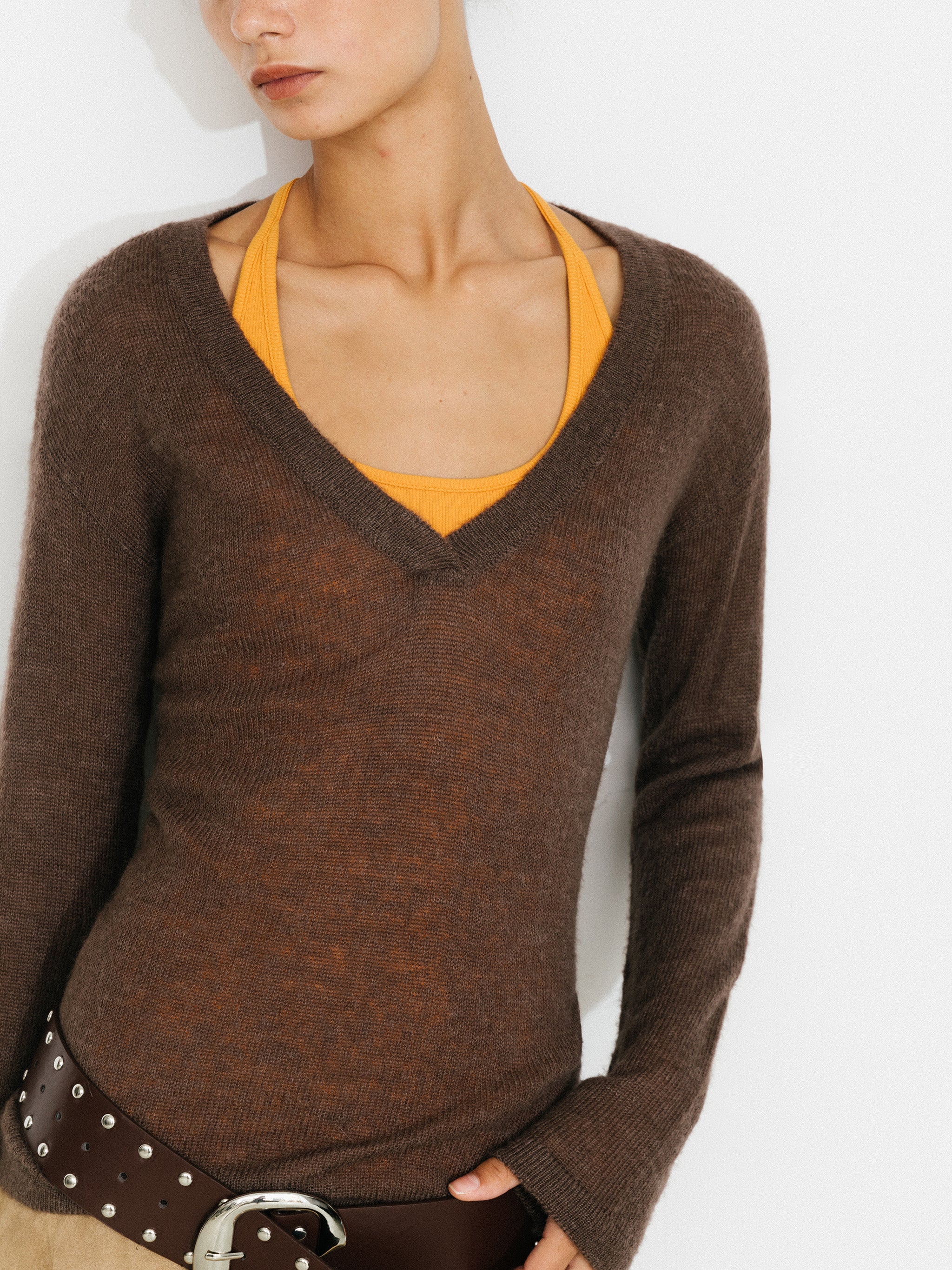V-Neck Semi-Sheer Loose-Fit Knit Cover-Up-8