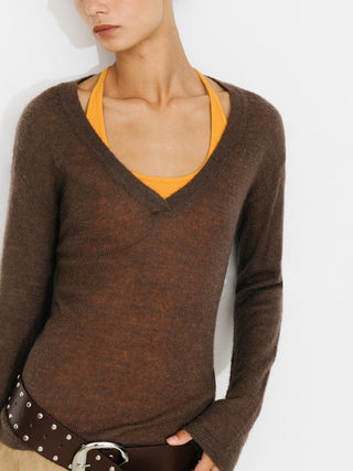 V-Neck Semi-Sheer Loose-Fit Knit Cover-Up