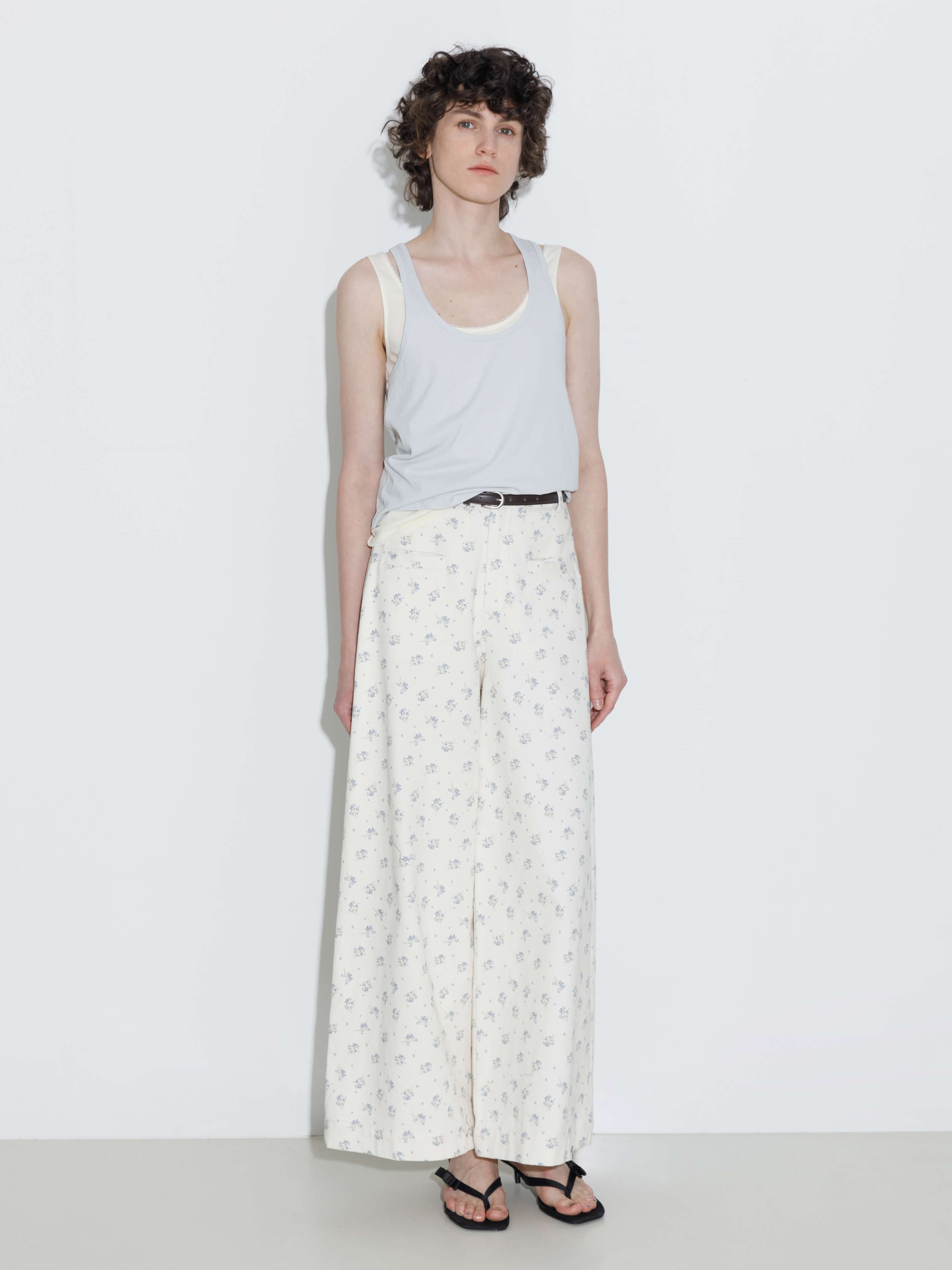 Floral Print 100%Cotton Loose Fit Wide-Leg Casual Pants-3