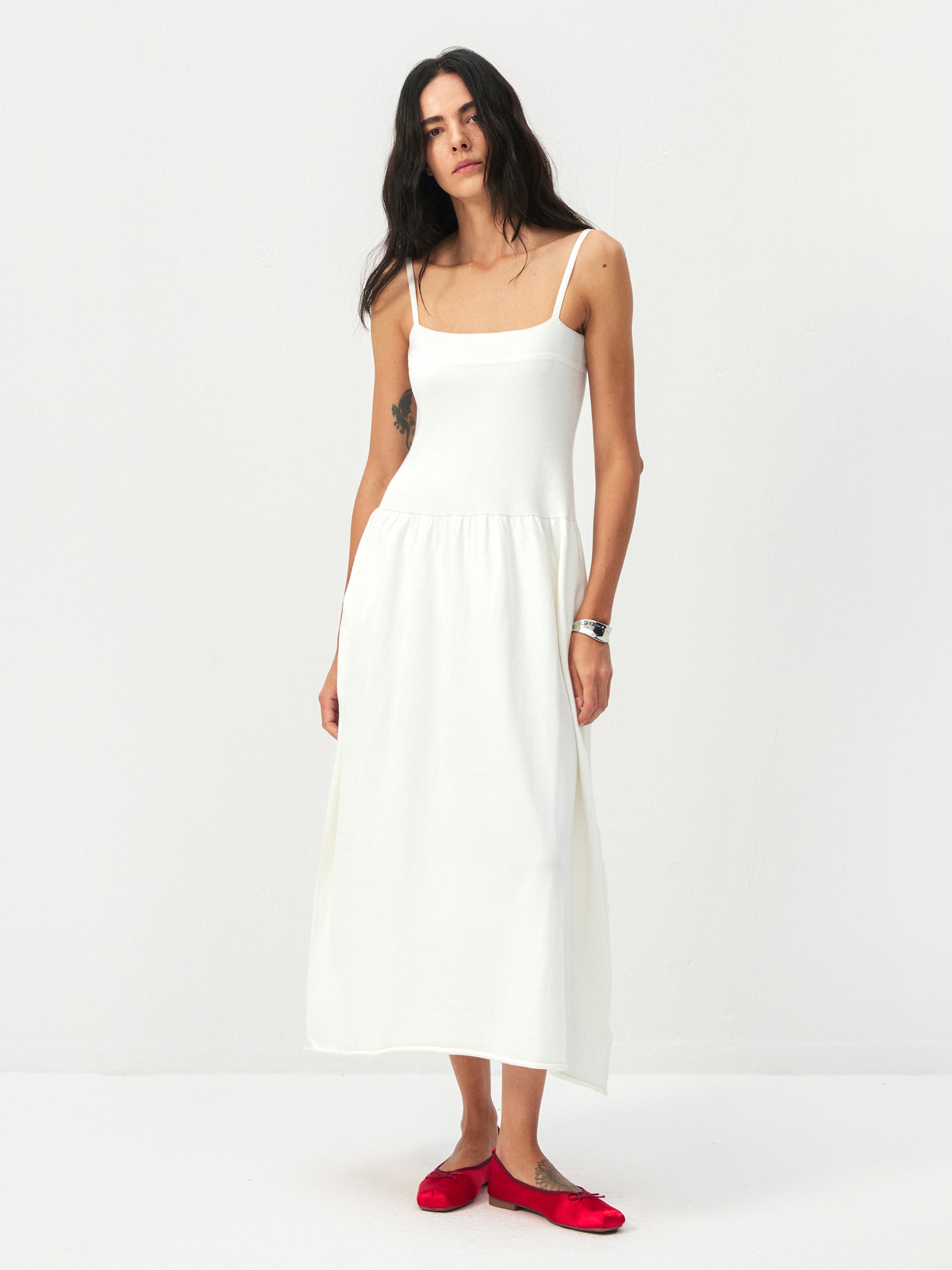 CUBIC Lyocell-Wool Blend Drop-Waist Midi Dress-4