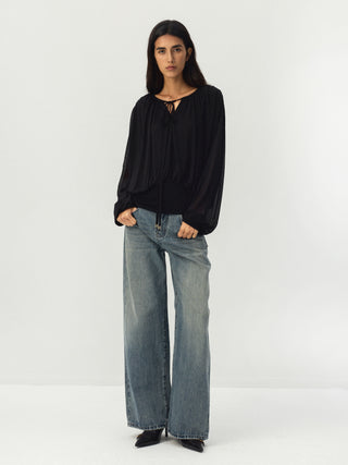 CUBIC Textured Wide Leg Jeans