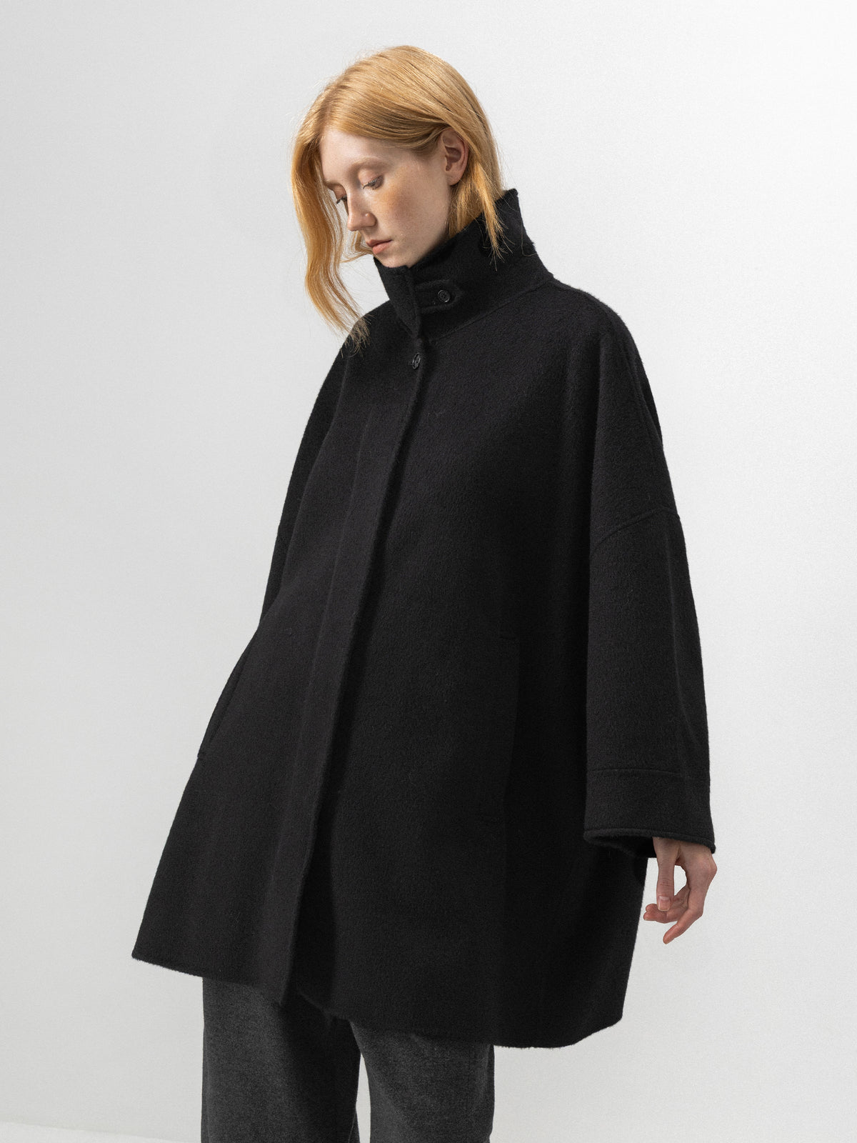CUBIC Stand-Collar Double-Faced Wool Coat-4