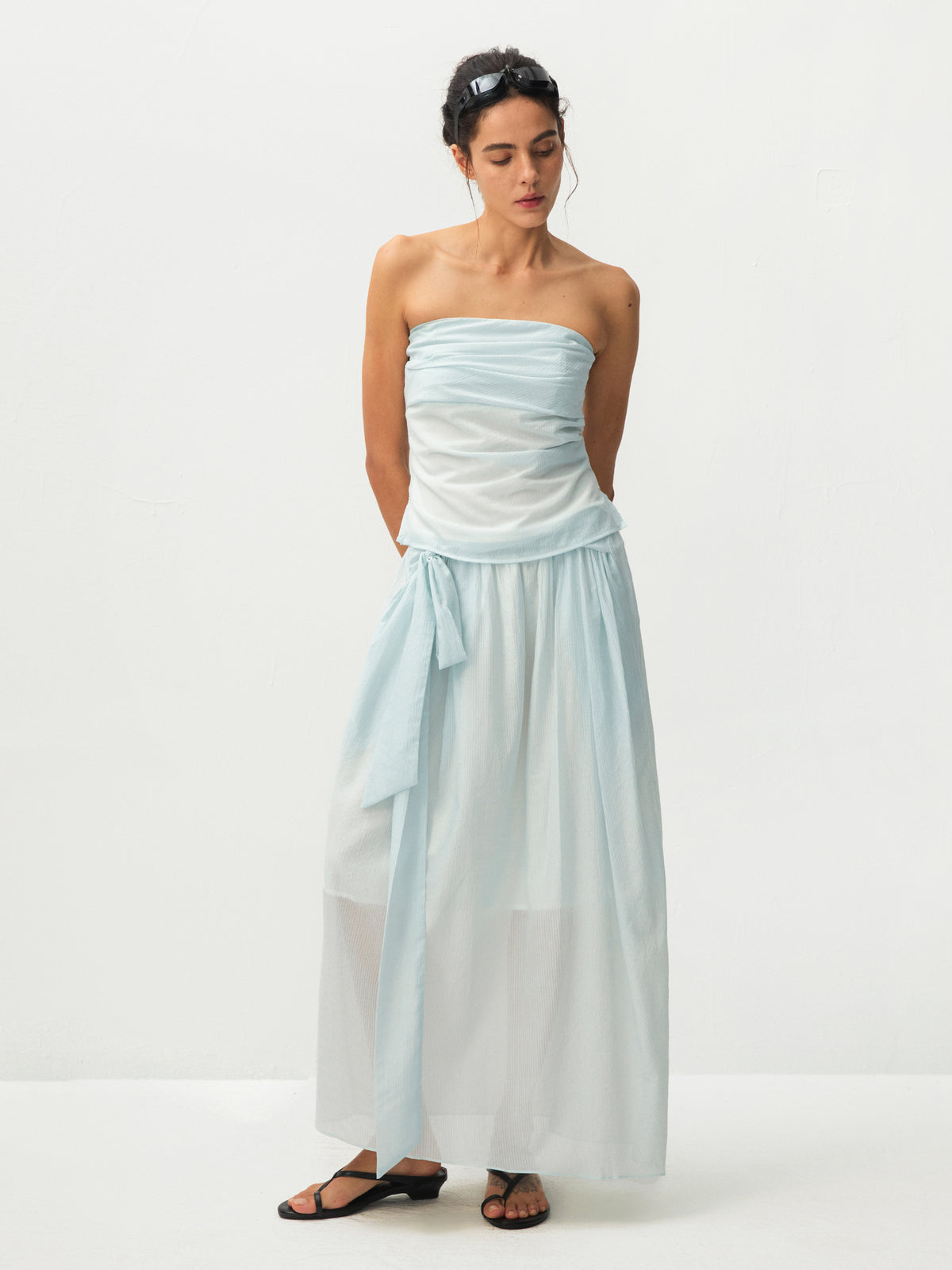 CUBIC Recycled Viscose Blend Strapless Maxi Skirt Set-4