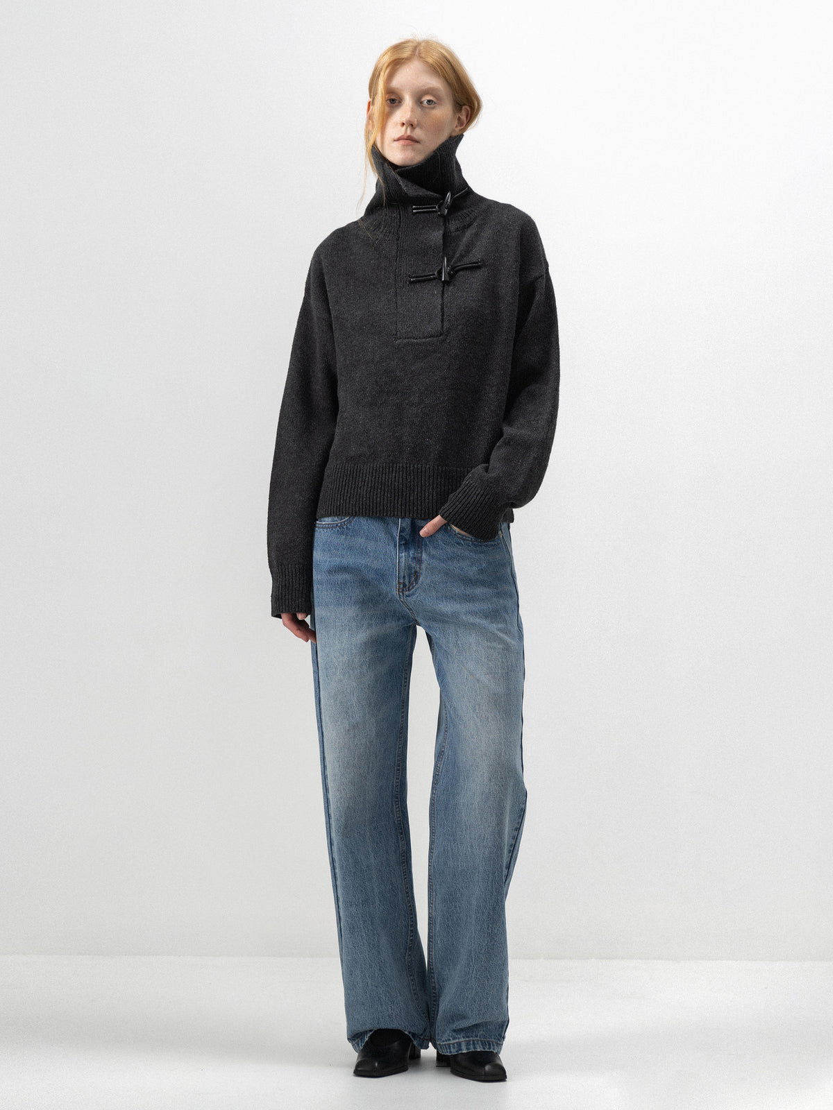 CUBIC Toggle High-Neck Knit Sweater-4