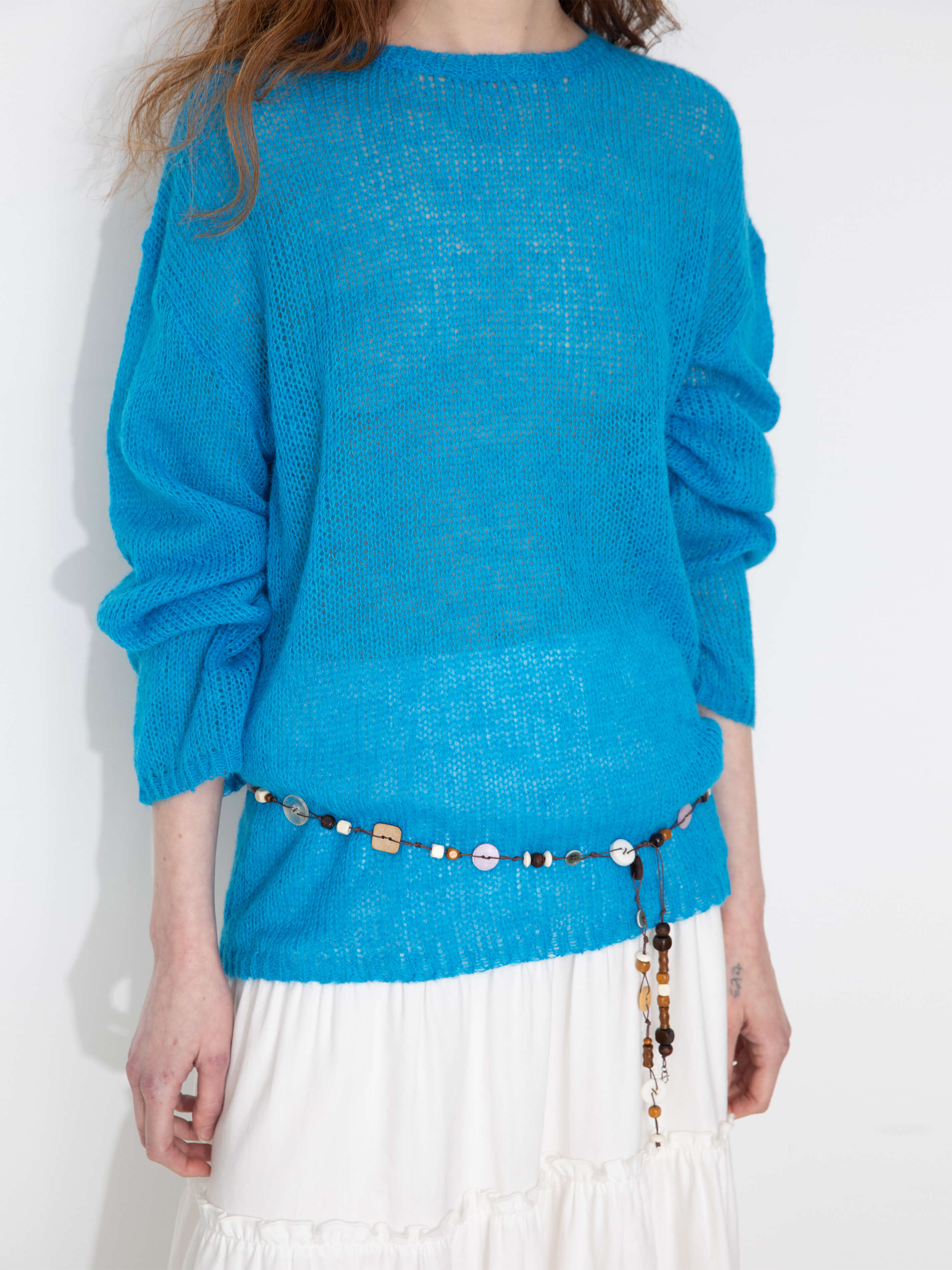 Blue Oversized Open-Knit Sweater-4