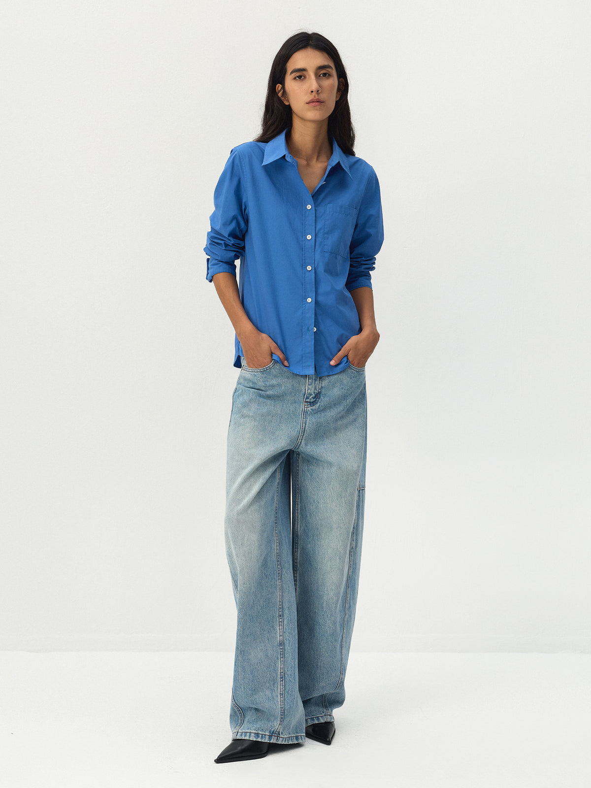 CUBIC Panelled Barrel-Leg Jeans-3