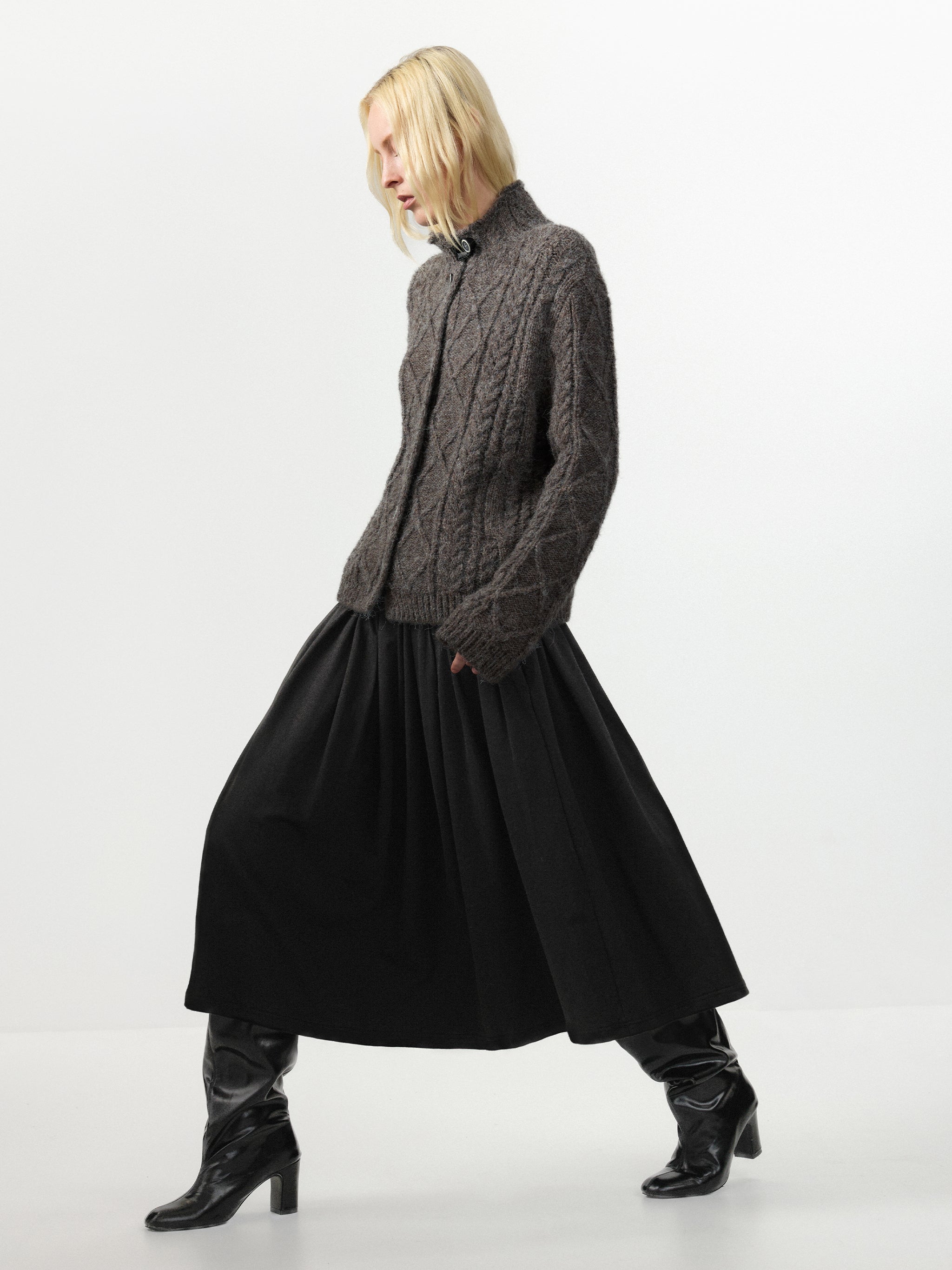 CUBIC Cable Knit Wool Blend Cardigan-4