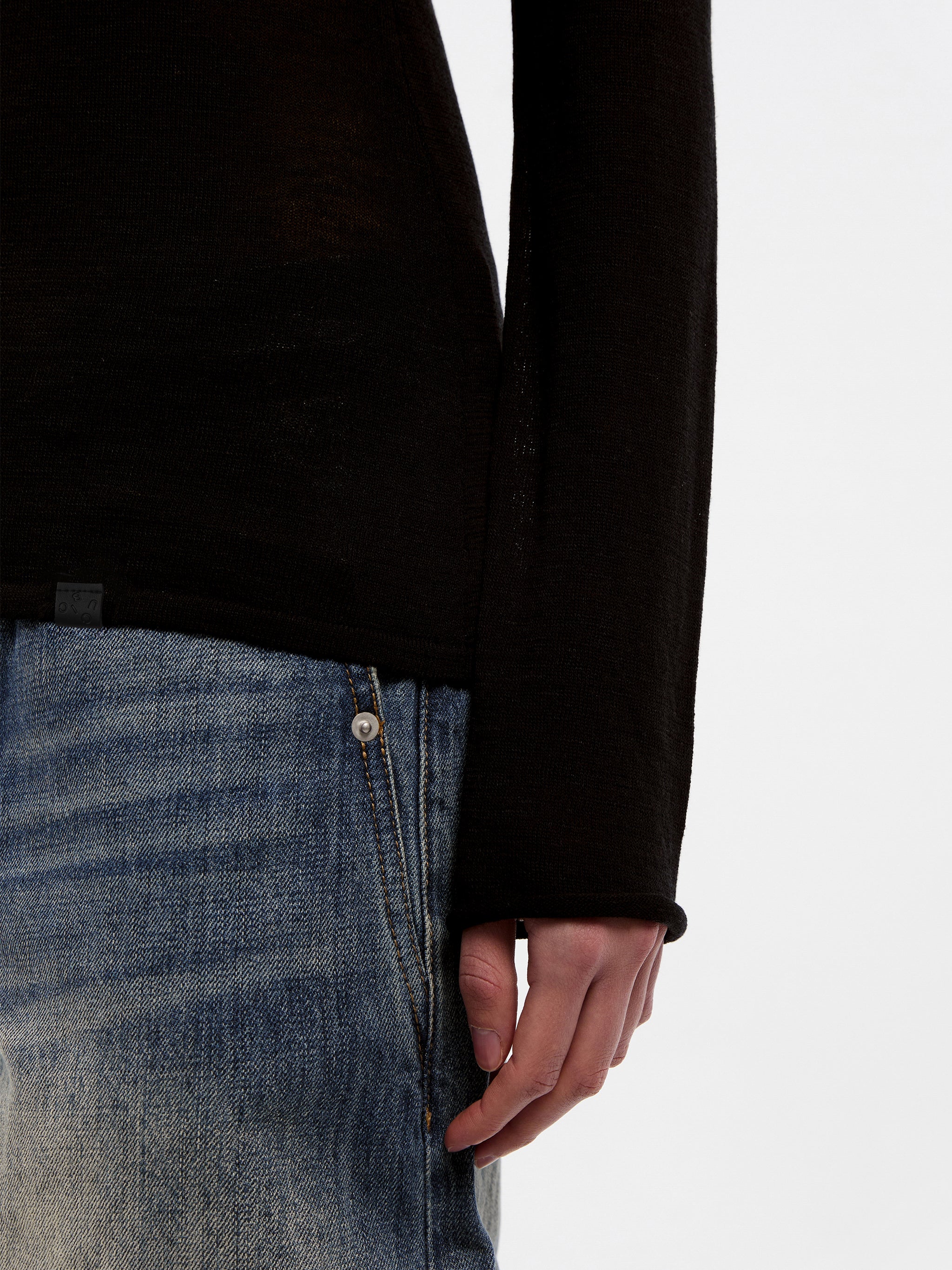 CUBIC Tencel Linen Blend V-Neck Knit Sweater-4