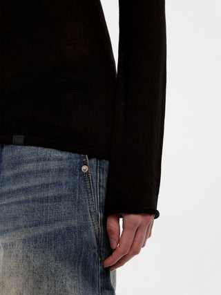 CUBIC Tencel Linen Blend V-Neck Knit Sweater