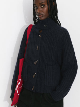 100% Wool Convertible Collar Short Cardigan Coat