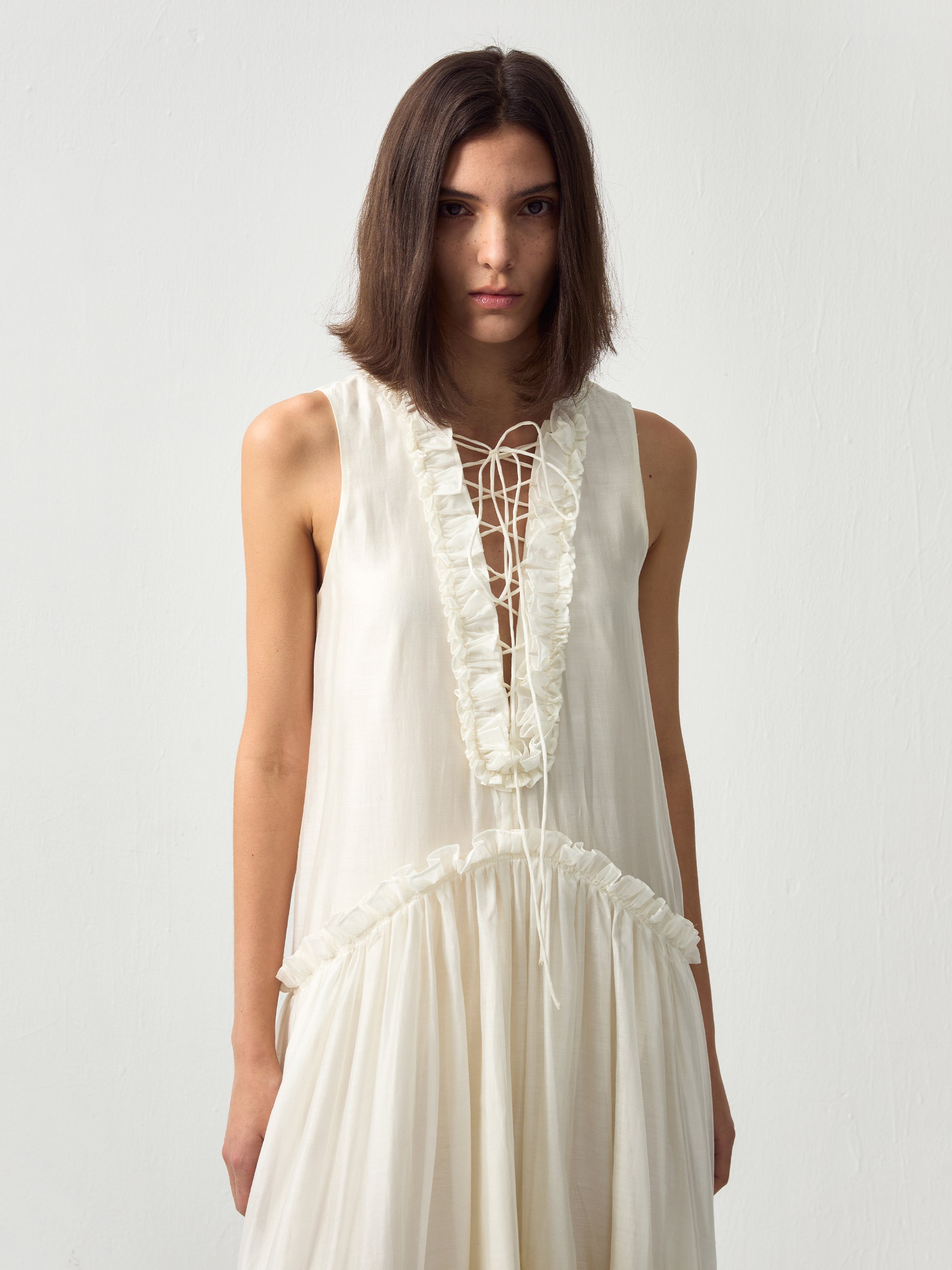 CUBIC Lace Drawstring Maxi Dress-5