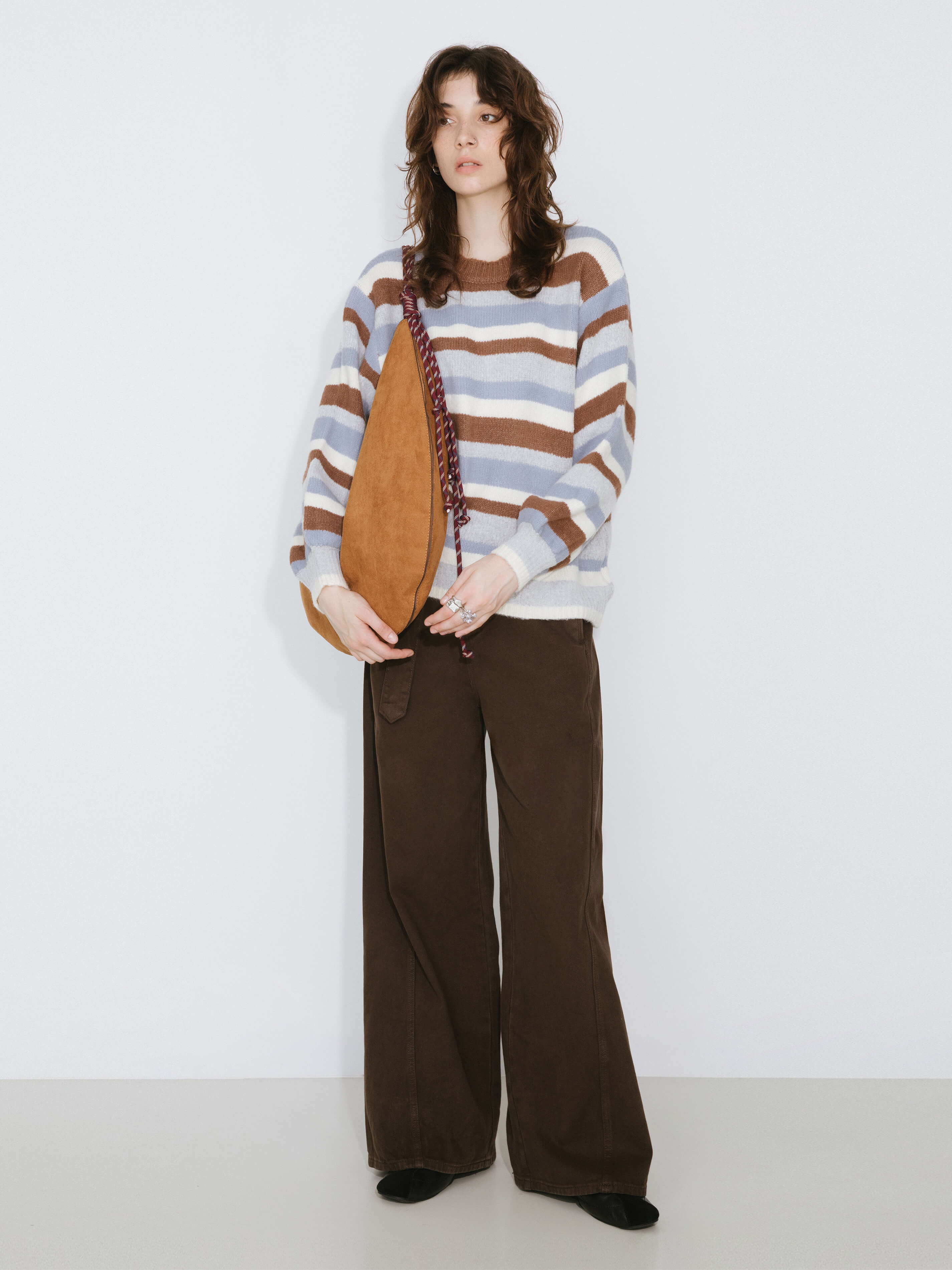 Oversized Striped Crew Knit Sweater-5