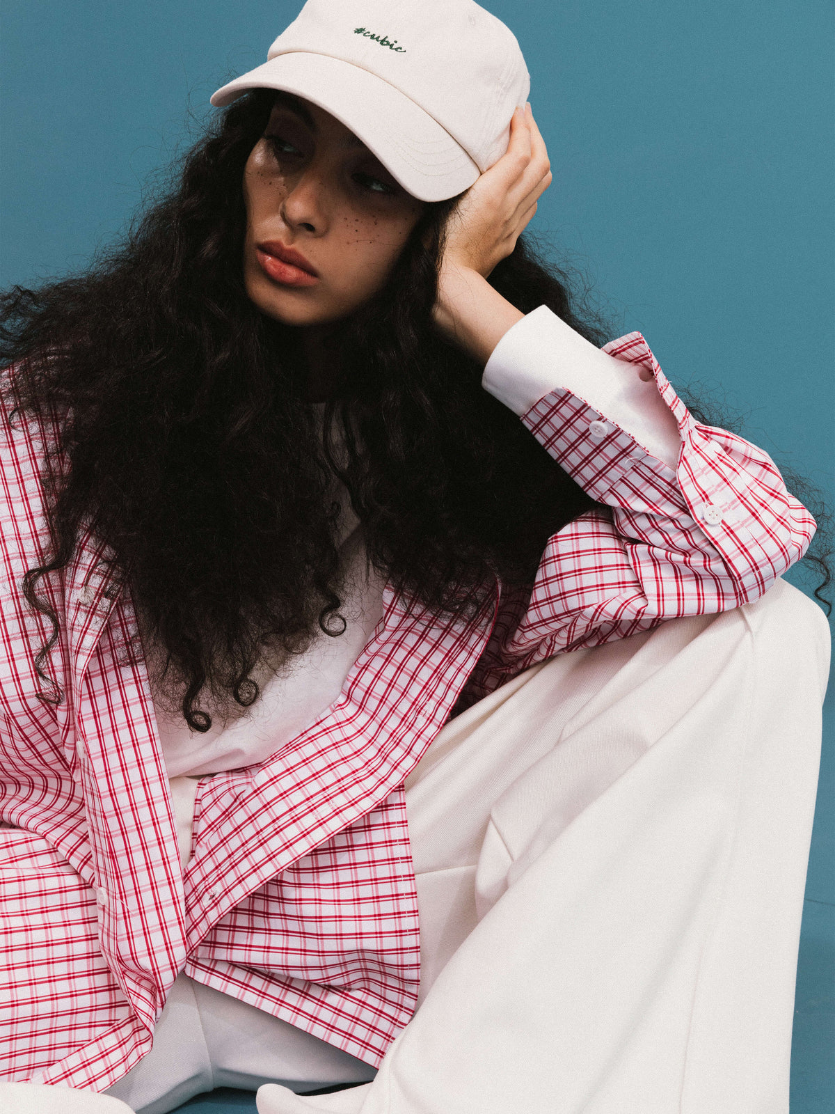 ONE BY CUBIC Checked Oversized Cotton Shirt-5