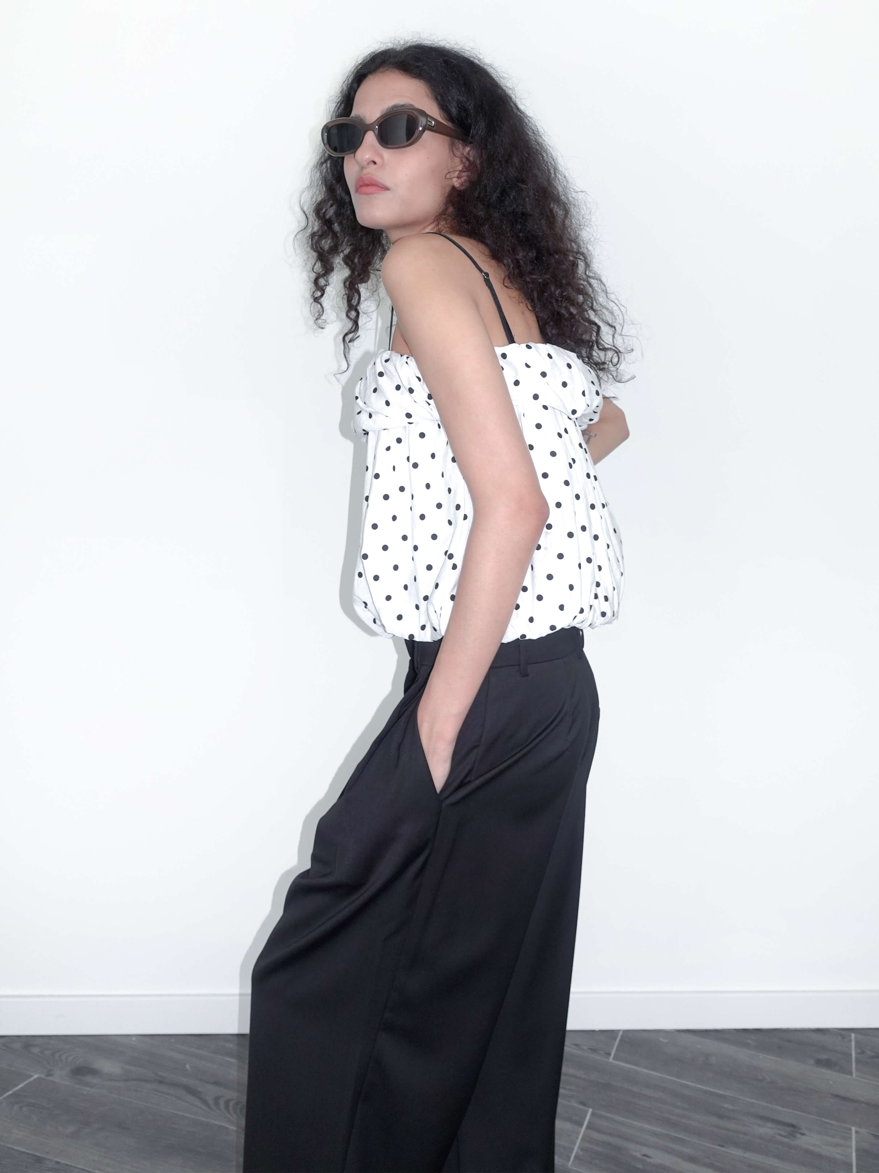 Polka Dots Print Cropped Cami Top-4