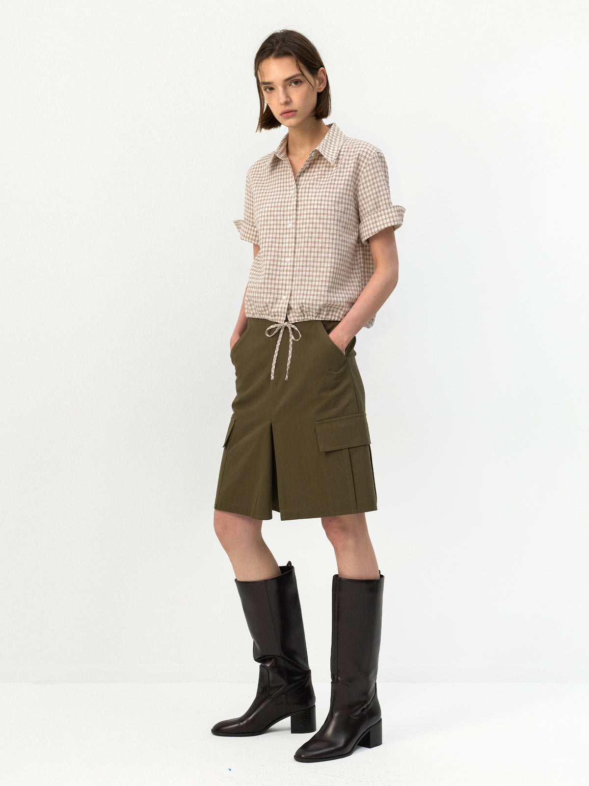 CUBIC 100% Cotton Checked Short Sleeve Shirt-4