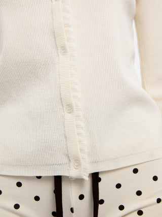 CUBIC Lace-trimmed Linen Knit Cardigan