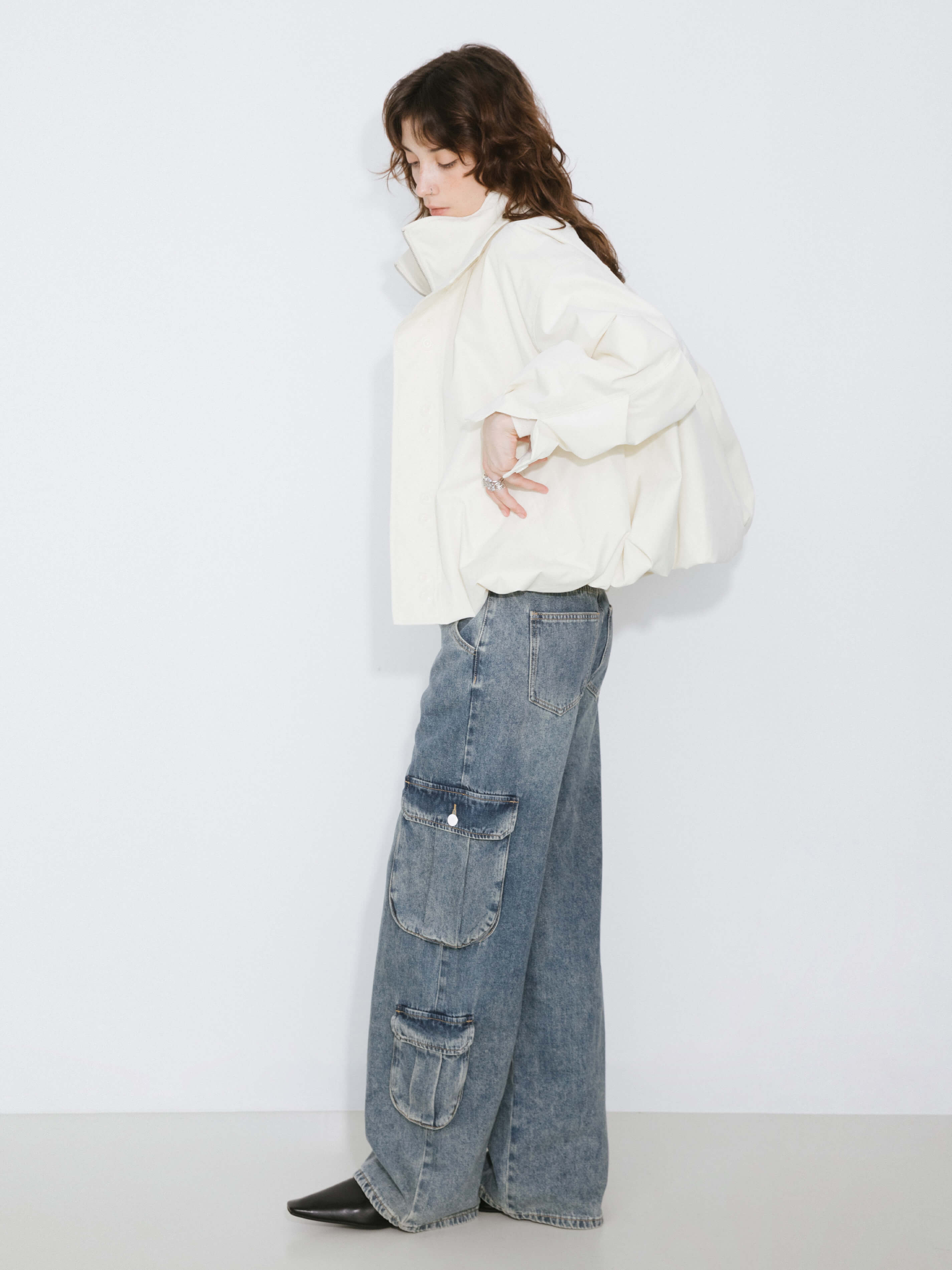 High Rise Cargo Jeans-4