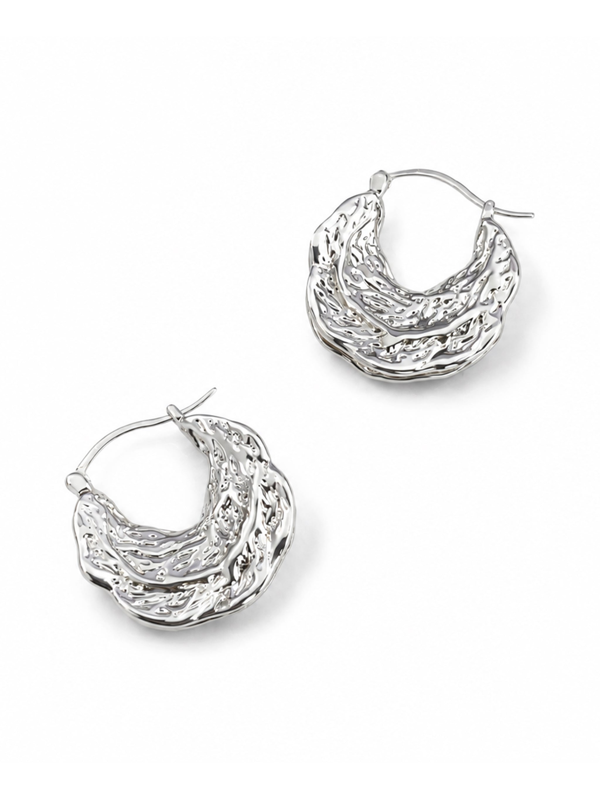 Textured Layered Hoop Earrings-1