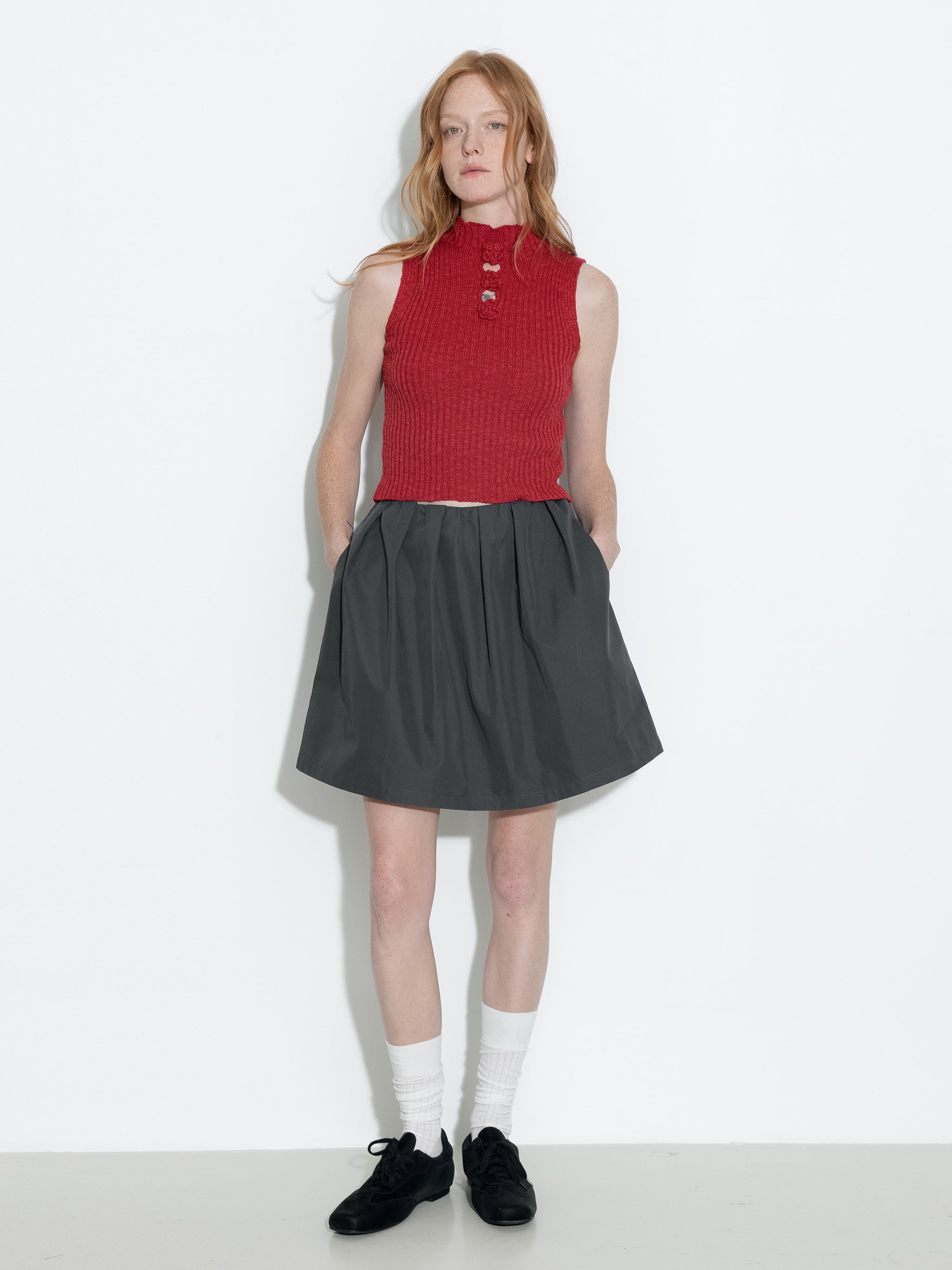 A-line Skirt with Cotton blend-5