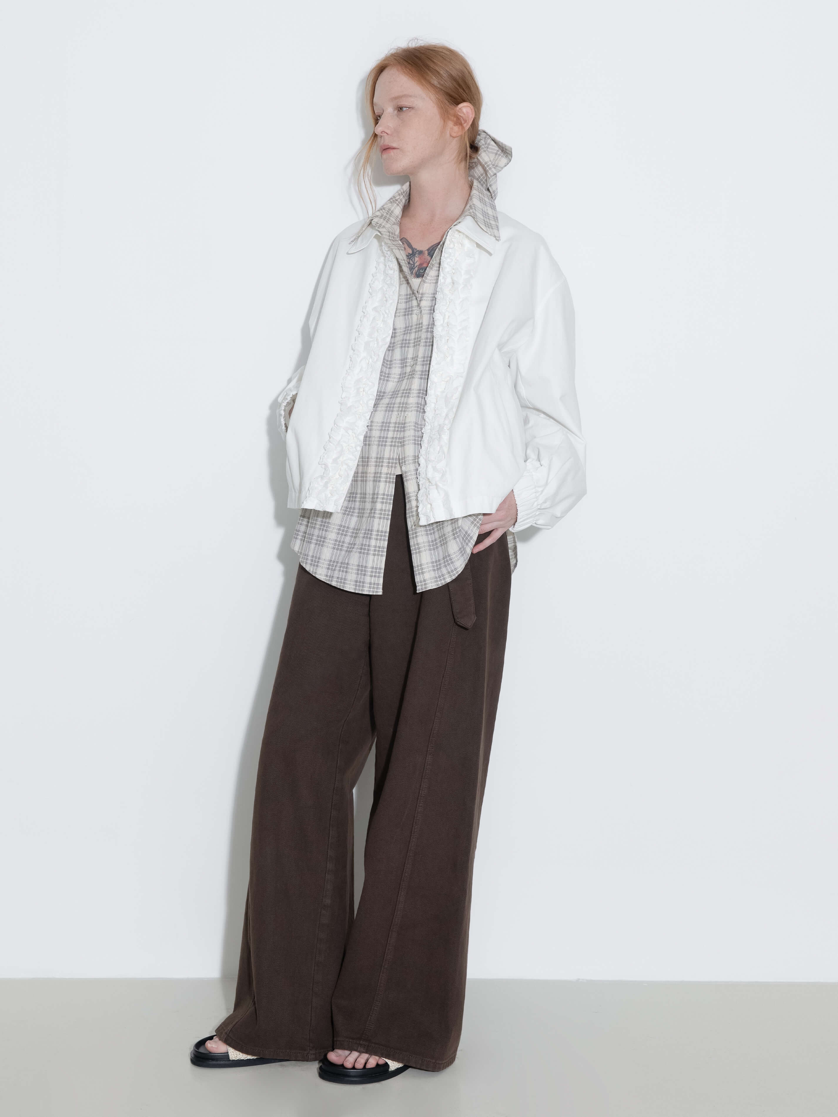 Cotton Ruffles Zipper Jacket with Elastic Cuffs-12