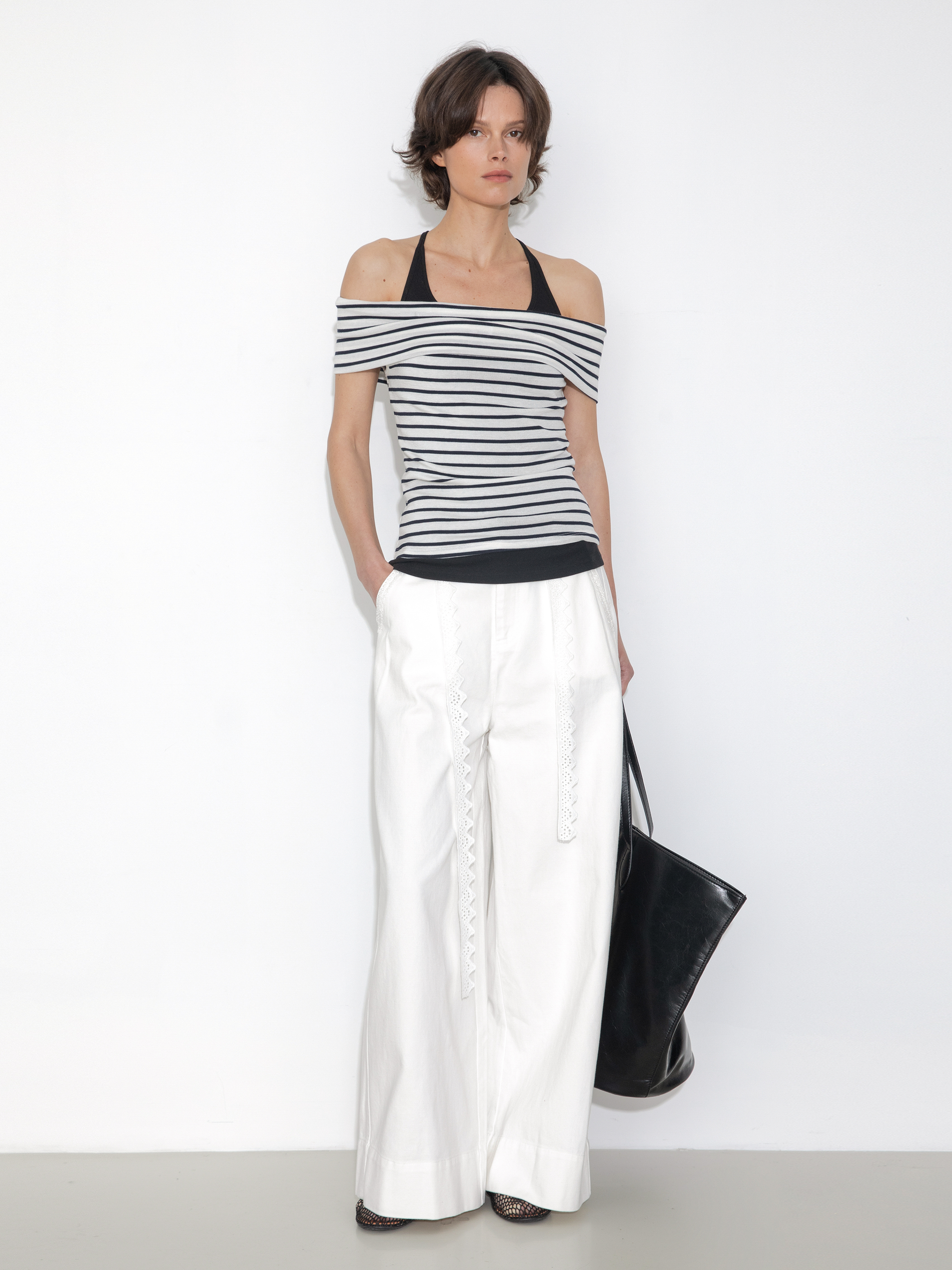 Striped Off-Shoulder Short-Sleeve Top-4