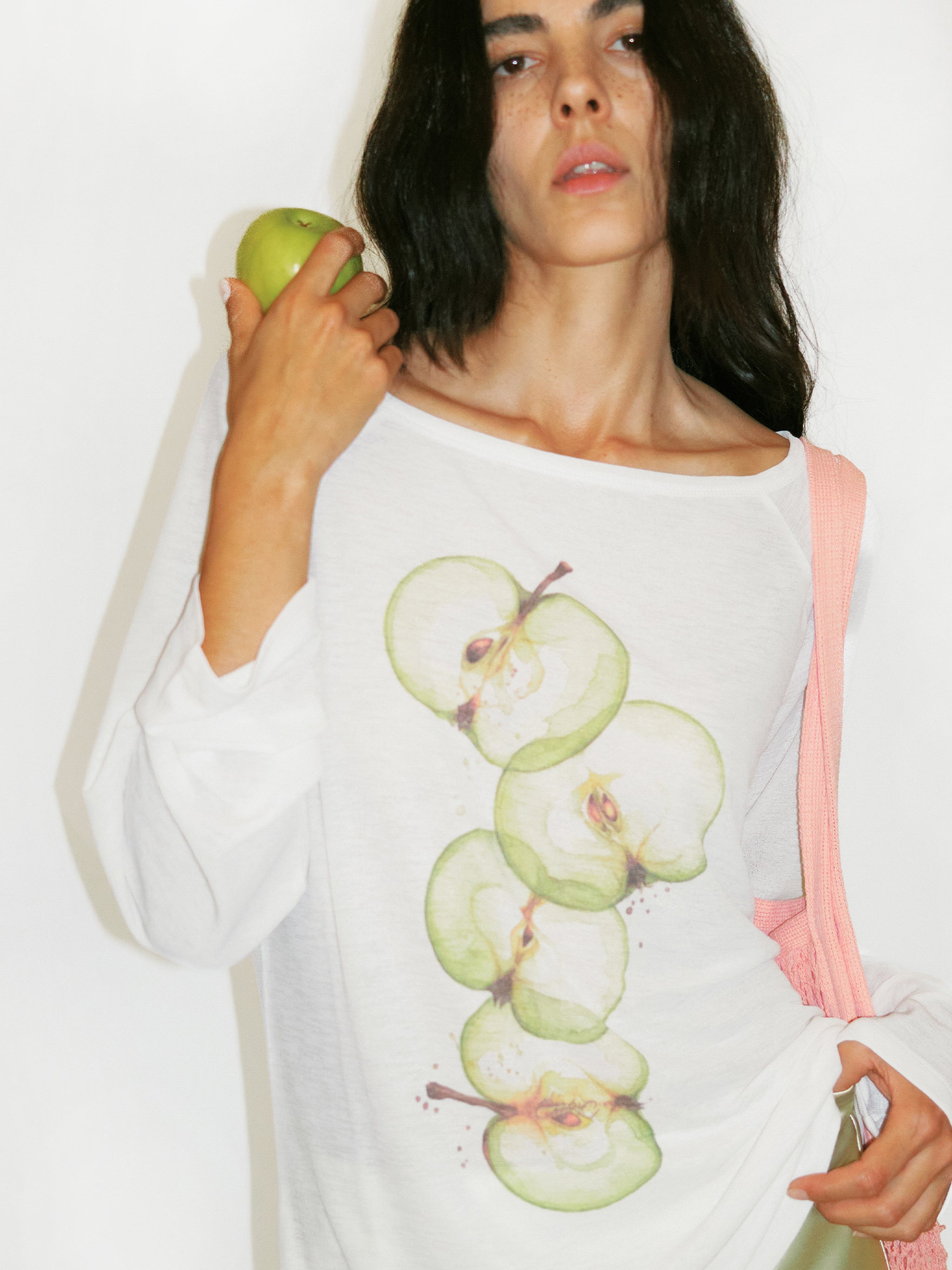 CUBIC Boat Neck Apple Print  Long-Sleeve Top-4