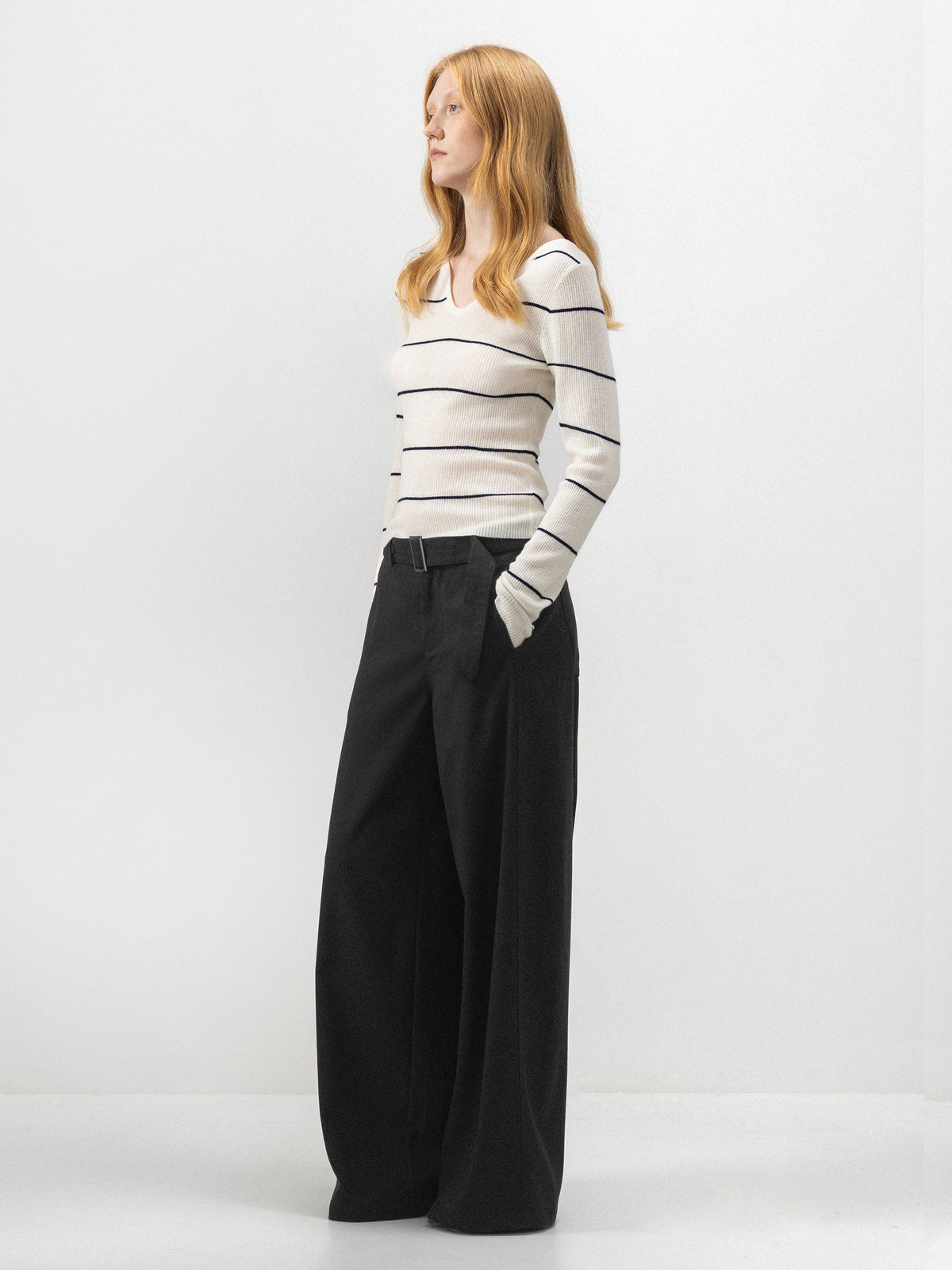 CUBIC Striped Scoop-Neck Fitted Top-4