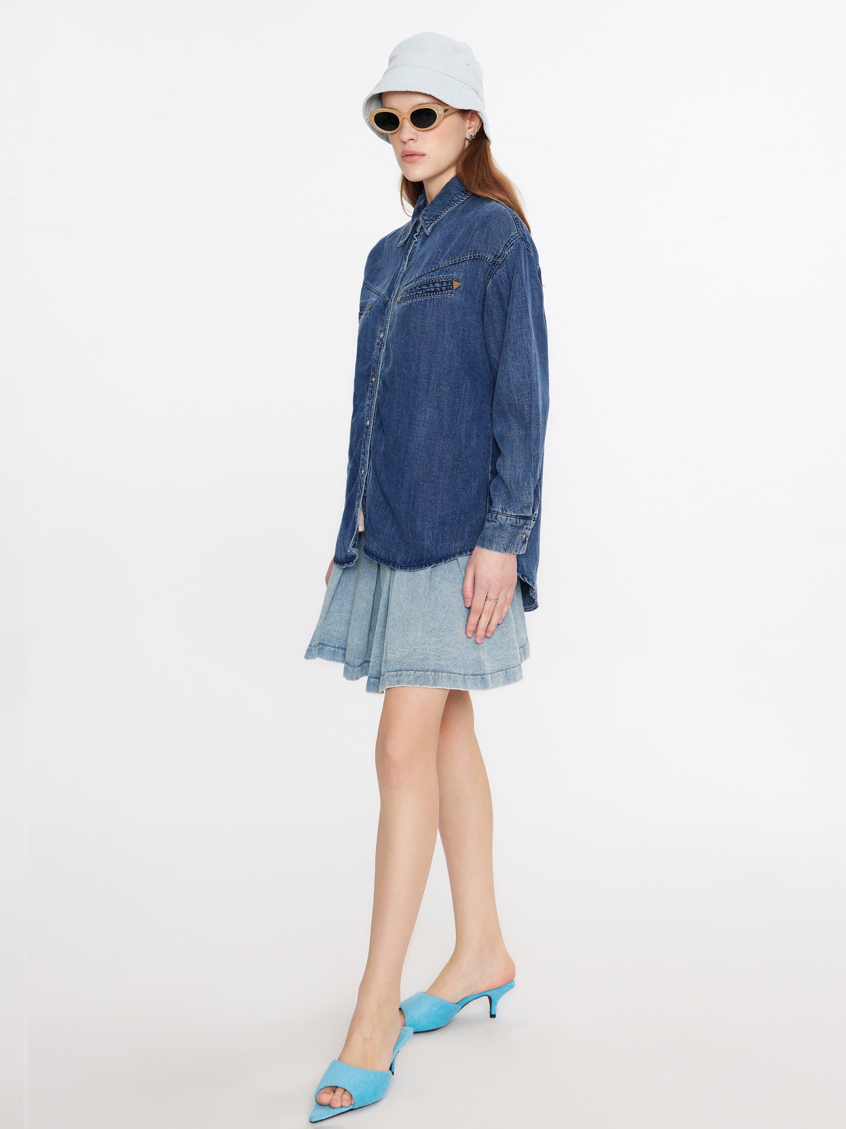 Blue Denim Western Shirt-4