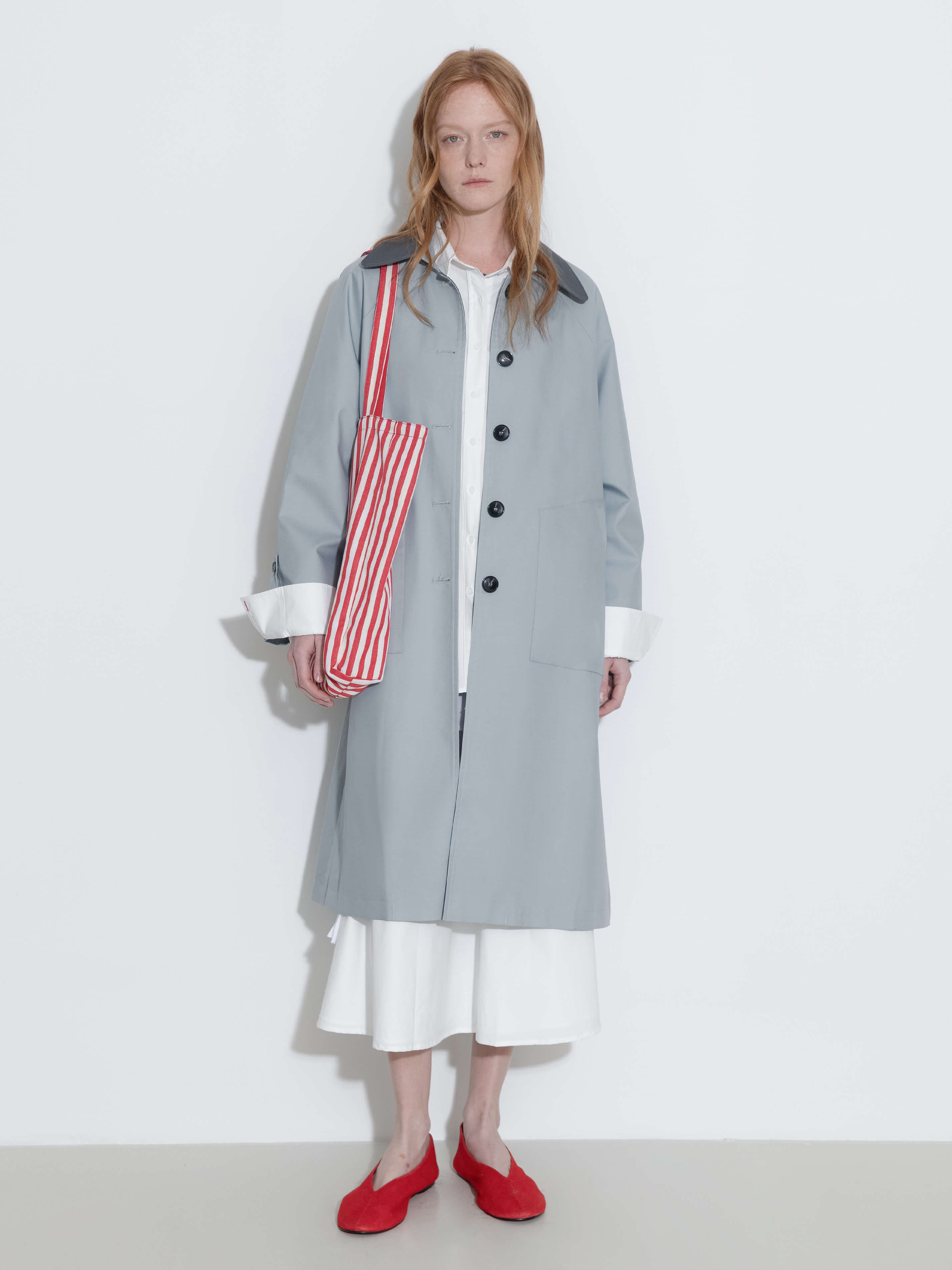 Color-Blocked Collar Long Trench Coat-5