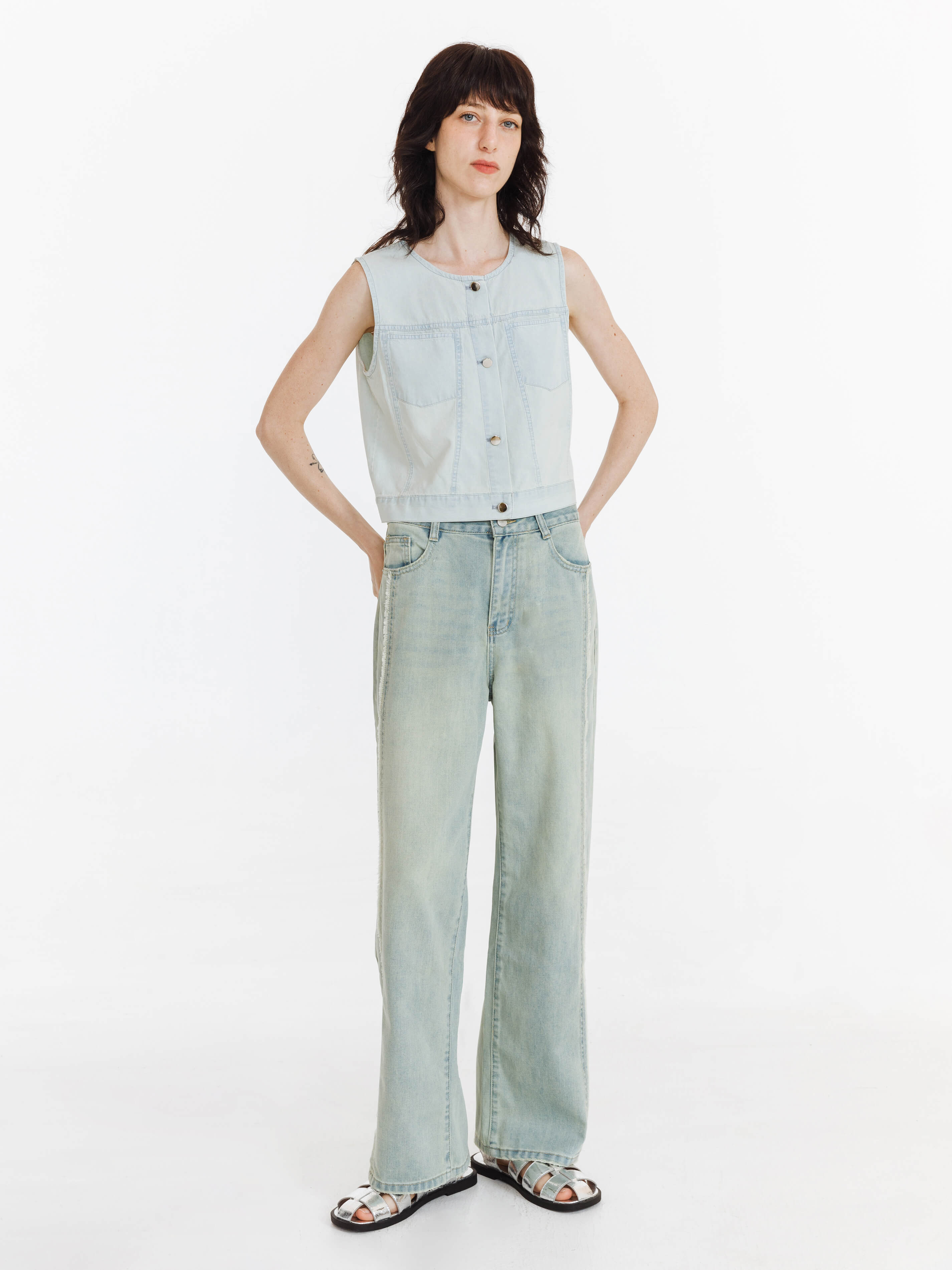 Fray Panelled Wide Leg Jeans-4