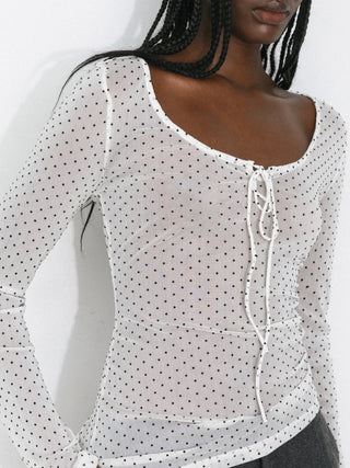 Retro Polka Dot Sheer Acetate Mesh Top